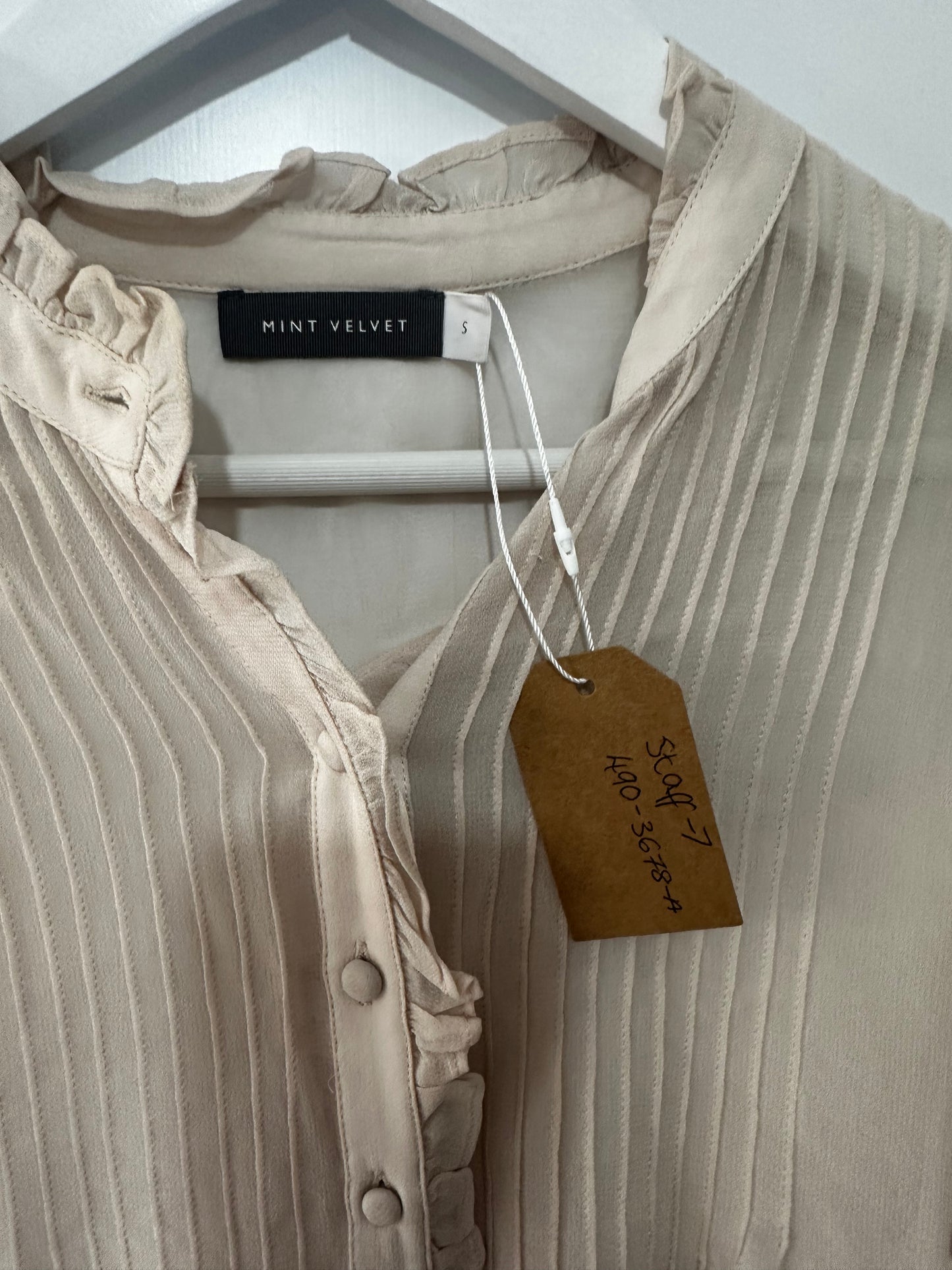 Cream Mint Velvet Blouse, Size S/M