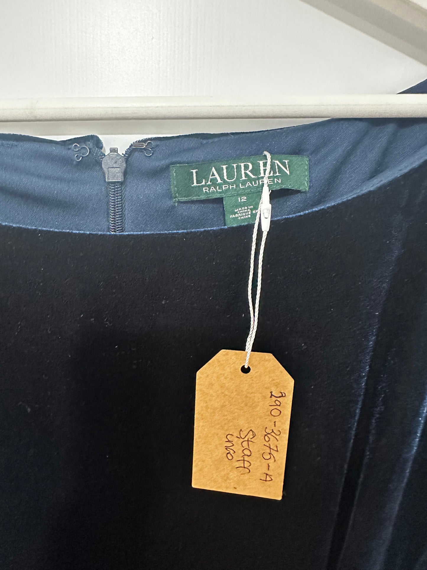 Blue Velvet Lauren by Ralph Lauren Dress, Size UK 16