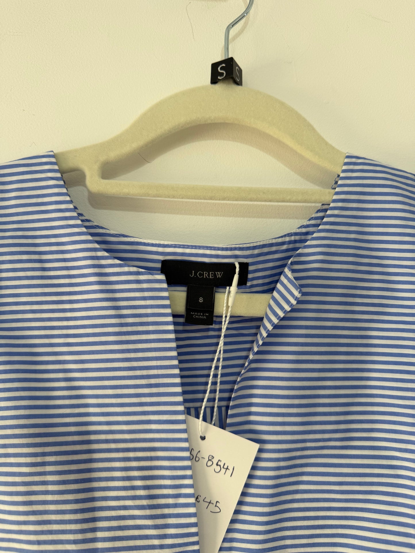 Pre-loved blue and white pinstripe J.Crew Blouse, Size uk8