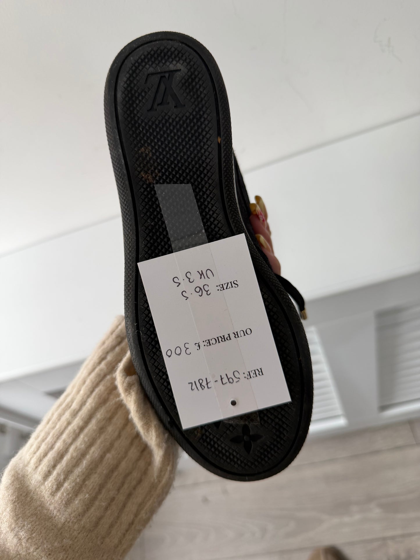 Preloved, Black Louis Vuitton High Top Sneakers, Size 36.5 - UK 3.5