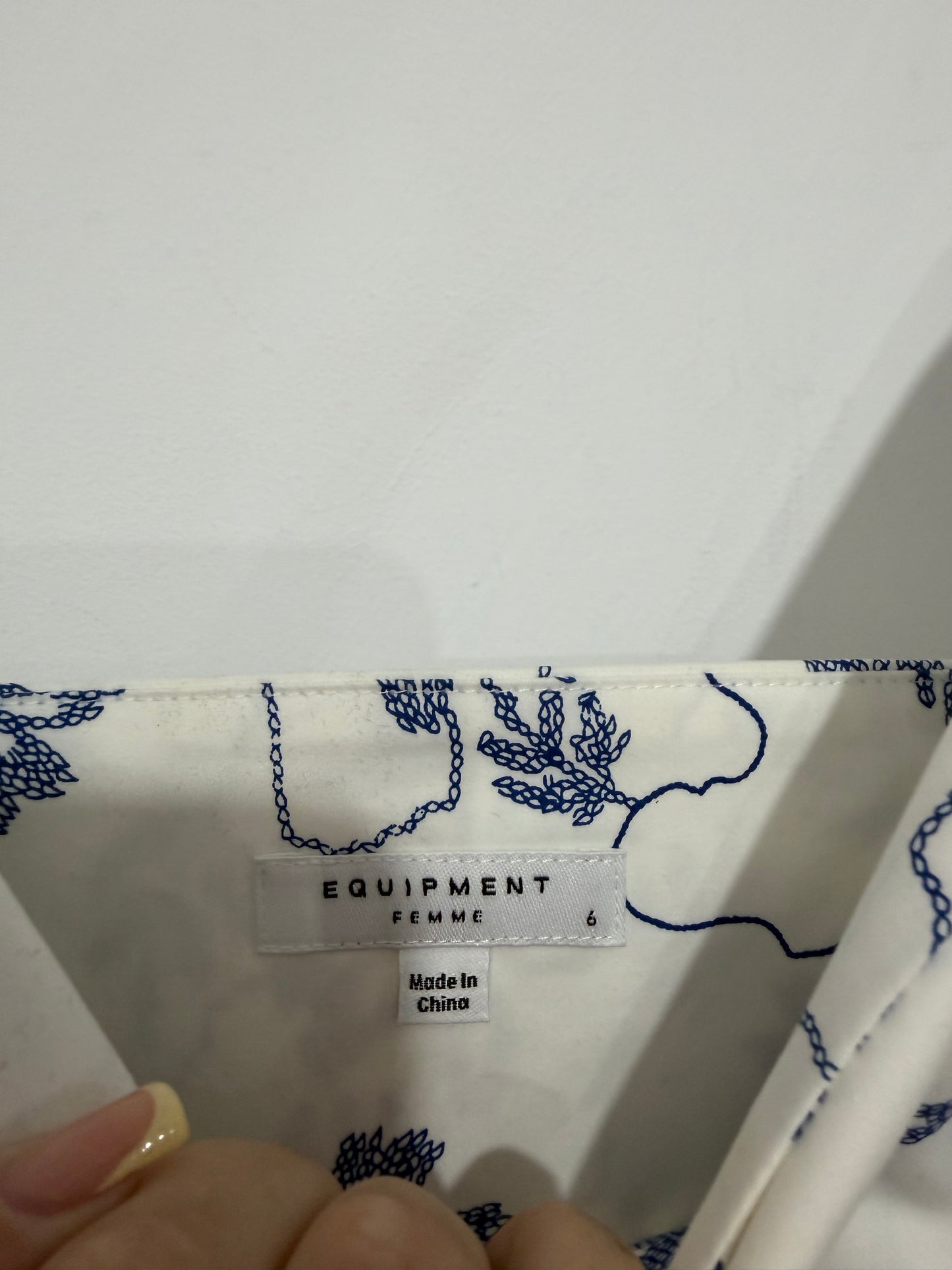 Preloved White & Blue Equipment Dress, 6 XS