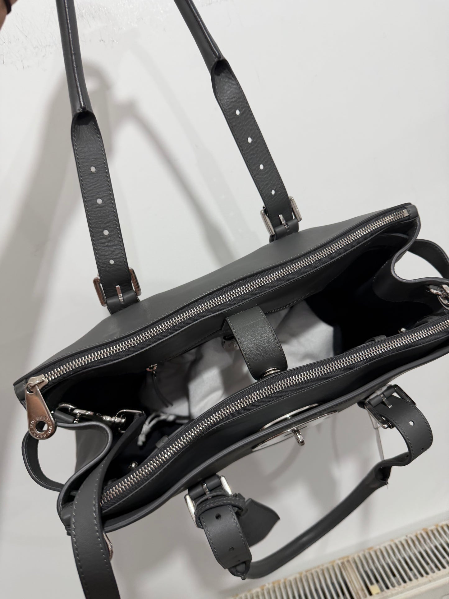 Grey with Silver Hardware Mulberry Double Zip Bayswater