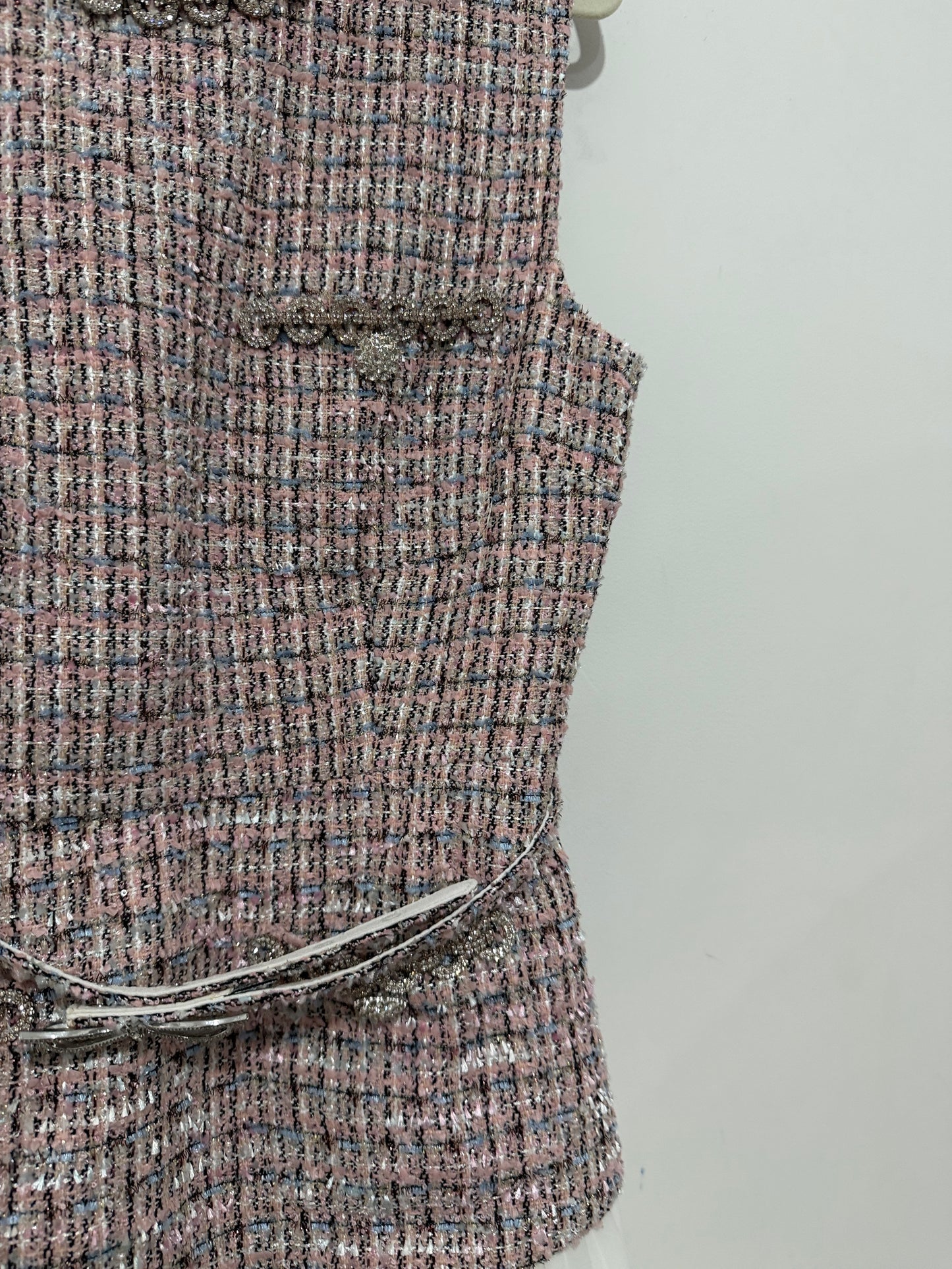 Pre-owned, Pink and White Self-Portrait Ascot Dress, Size 10