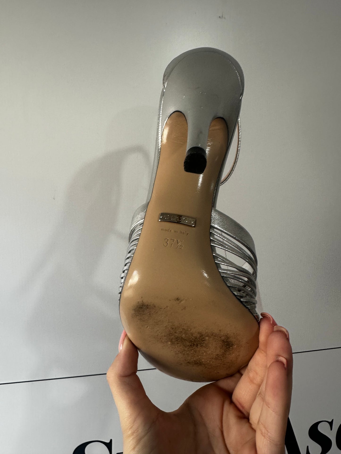 Silver Gucci Heels, Size 4.5/5