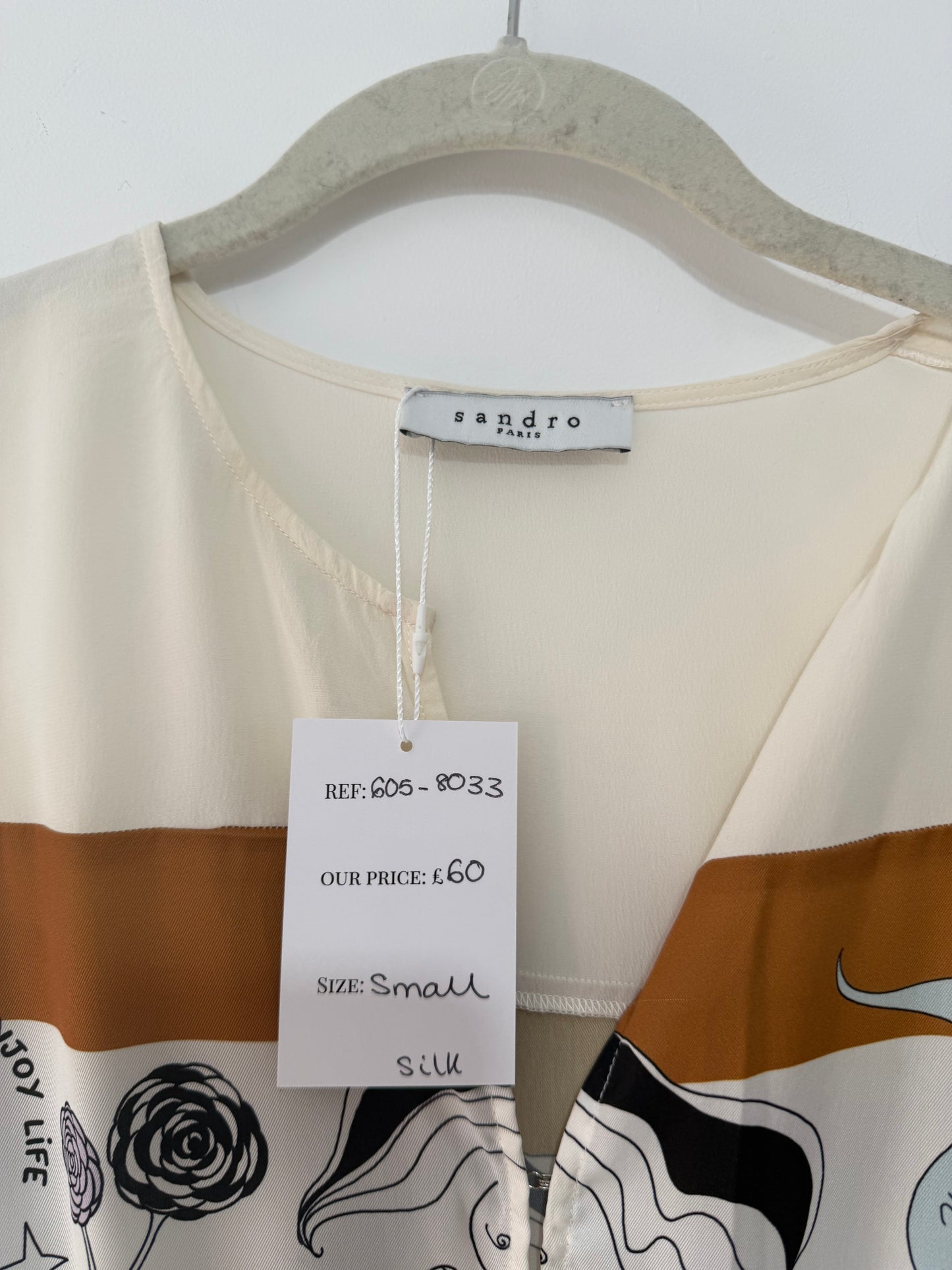 Preloved, Silk Pattern Sandro Dress, Size 1 (UK S)