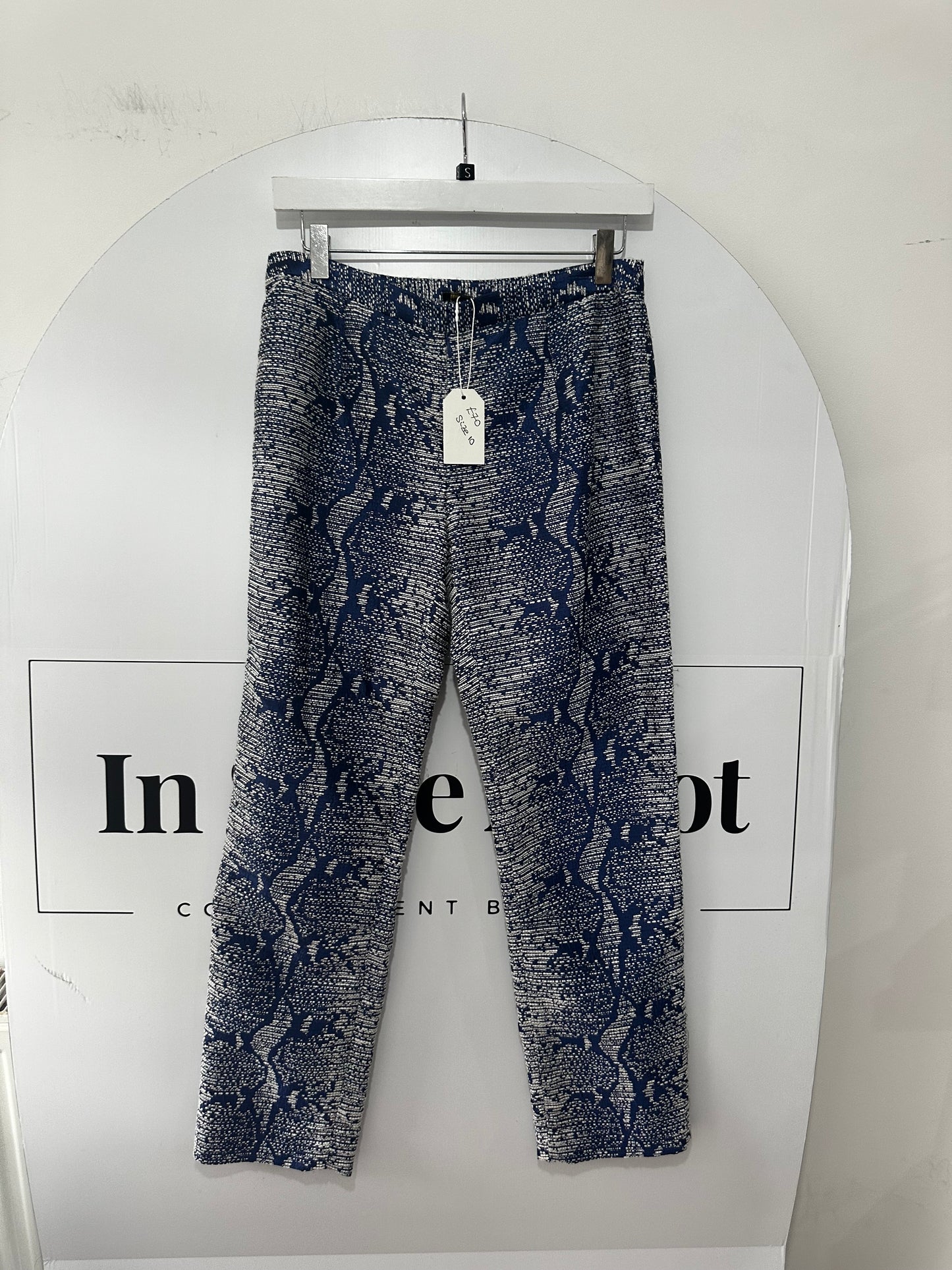 Blue Rohmir 100% Silk Trousers, Size 10