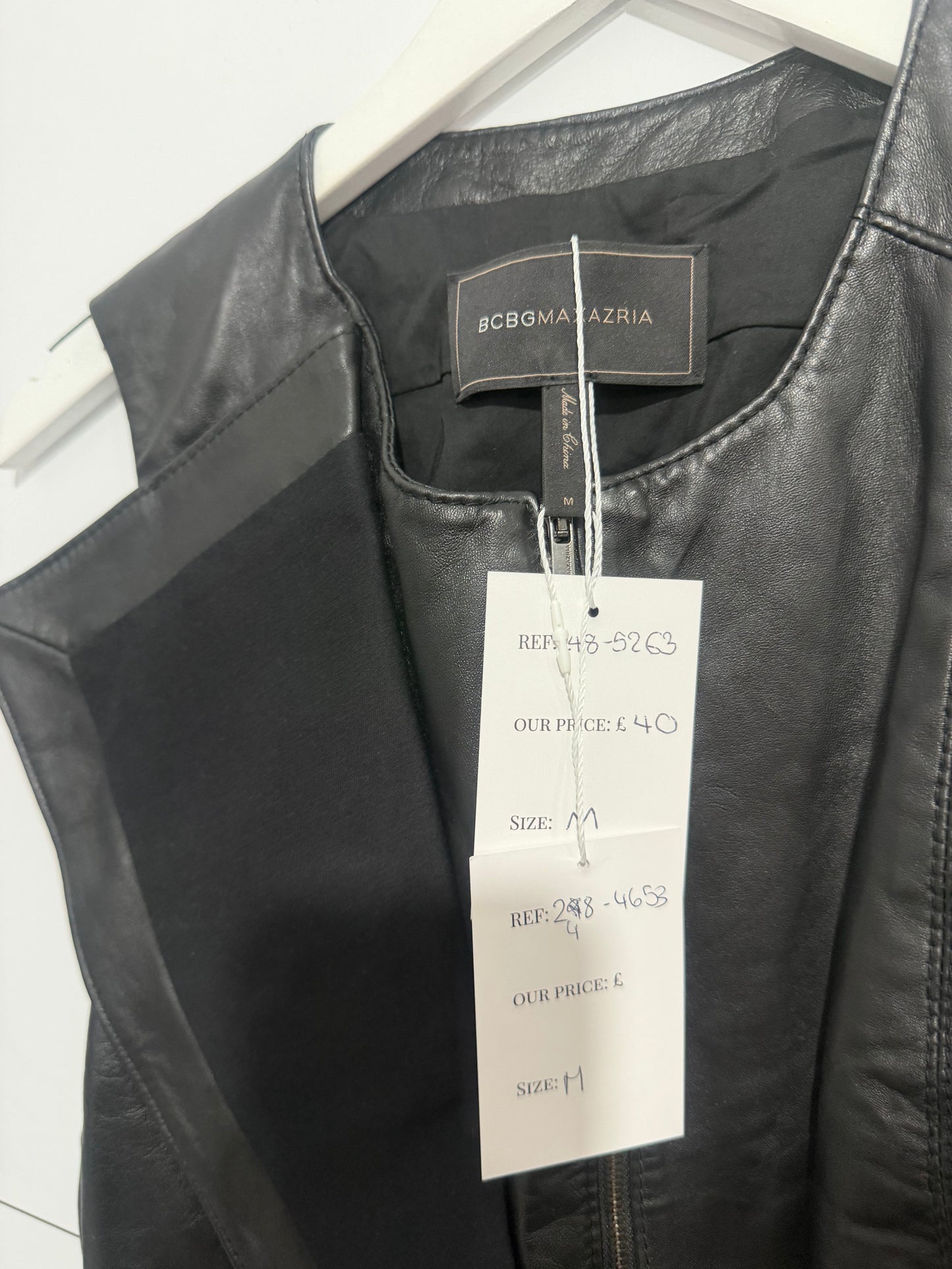 Black BCBGMaxazria Leather top, Size M