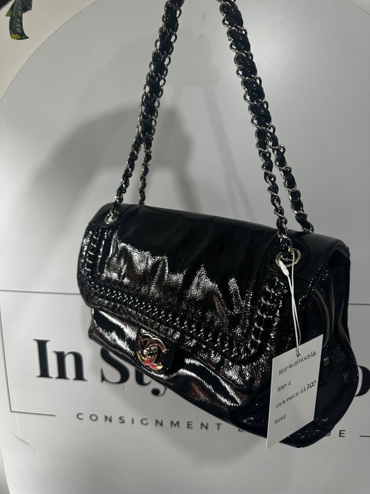 Patent Leather with Silver Hardware Chanel Handbag