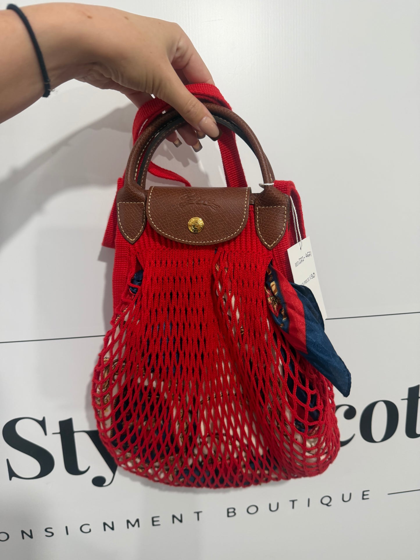 Red Longchamp Basket Bag