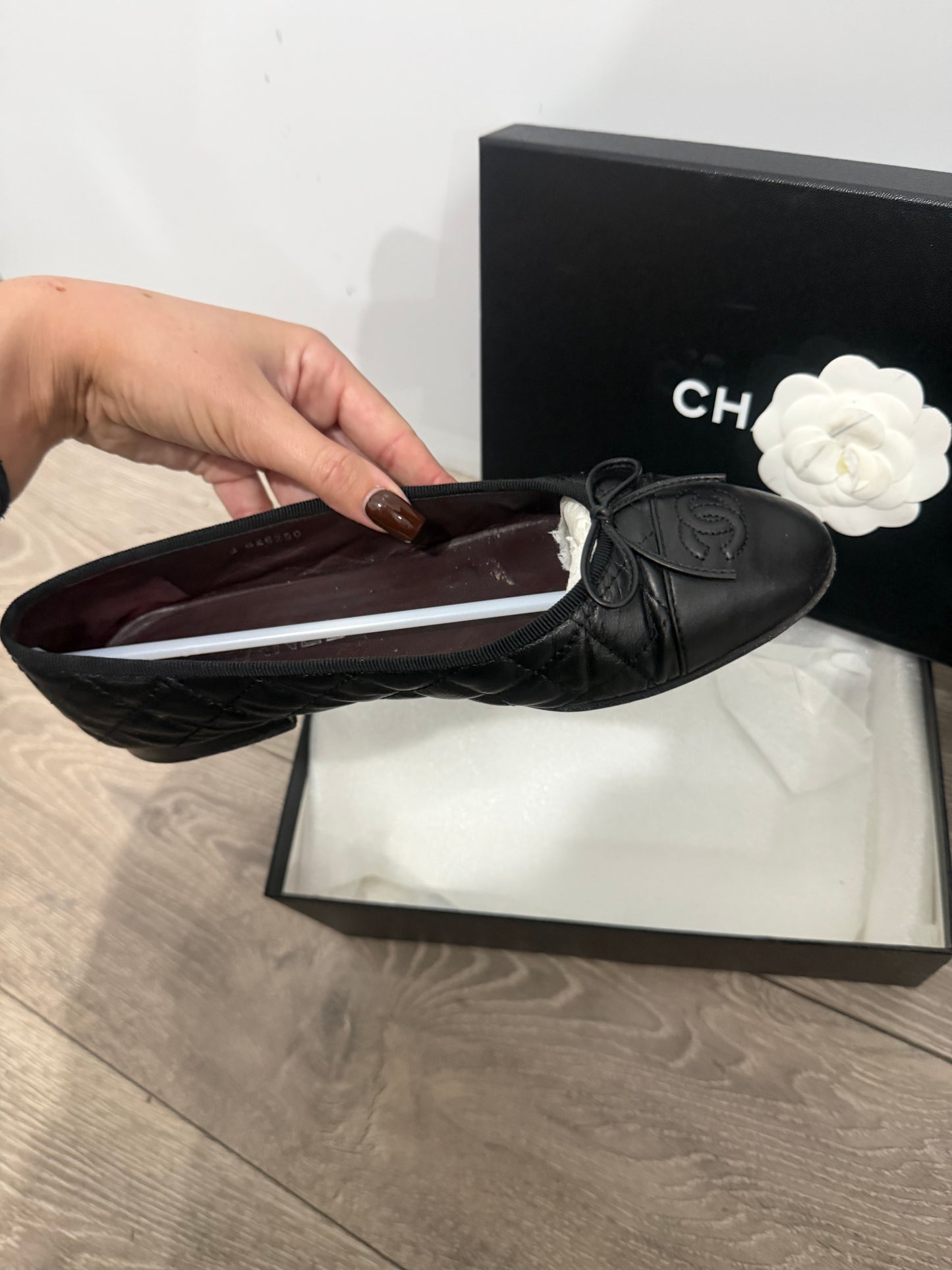 Black Chanel Ballerina Pumps, 6