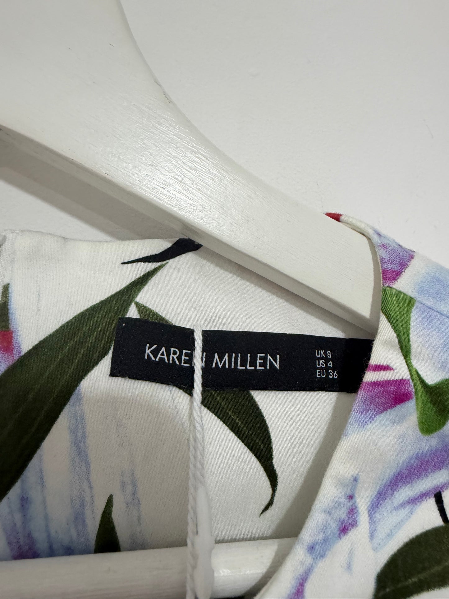 Preloved, White/Green Karen Millen Dress, UK 8
