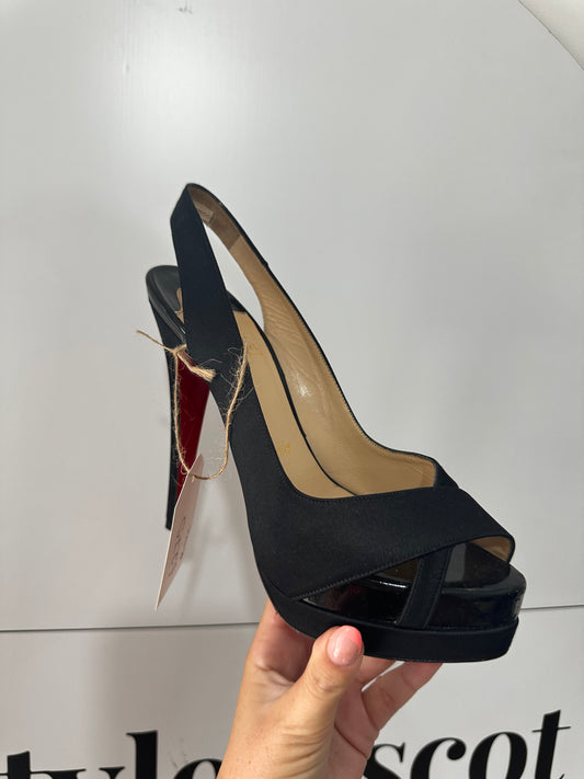 Black Satin Slingback Christian Louboutin Pump