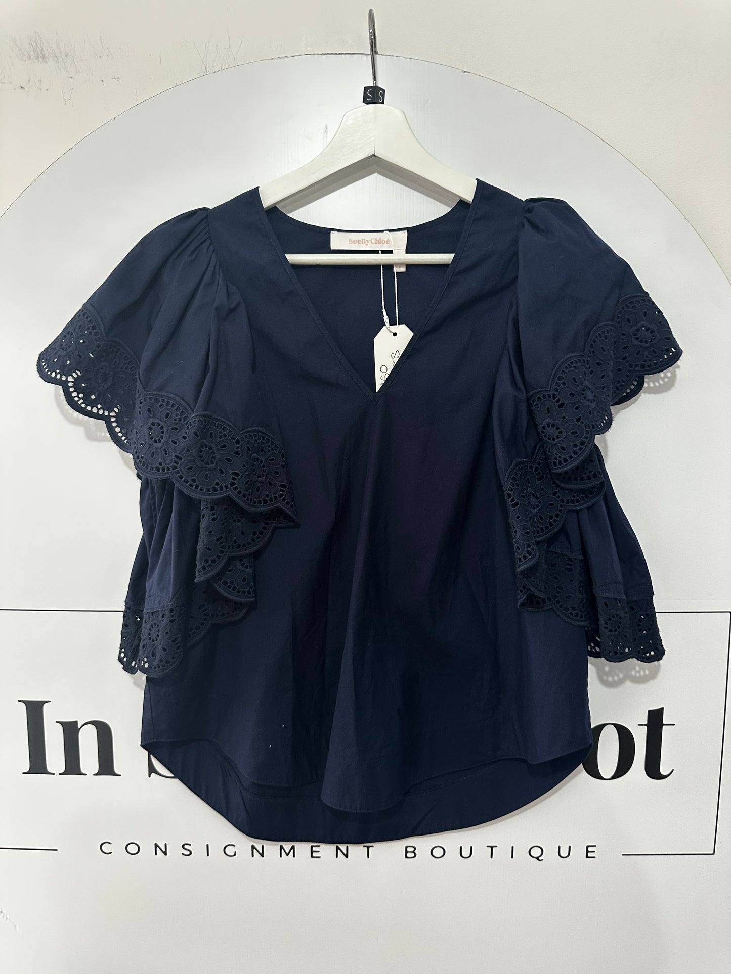 Navy SeeByChloé Blouse, Size S