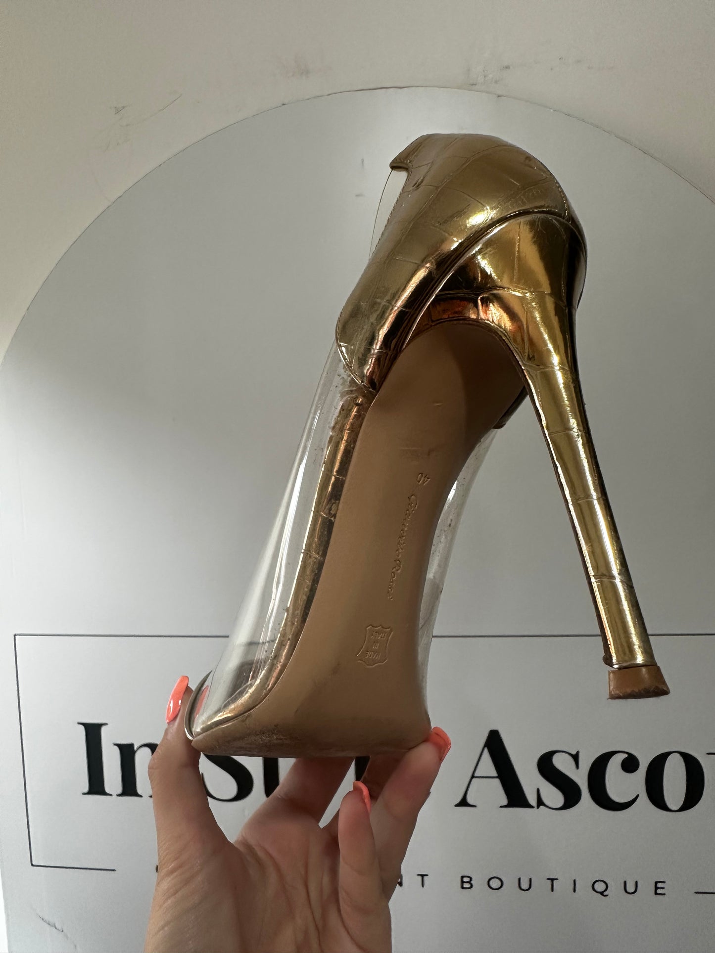 Gold/Clear Giannvito Rossi Heels, 40 - 7