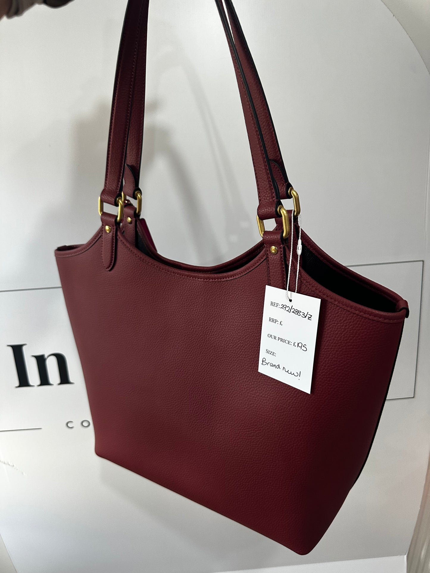 Light Burgundy Coach Handbag, Brand New Tote