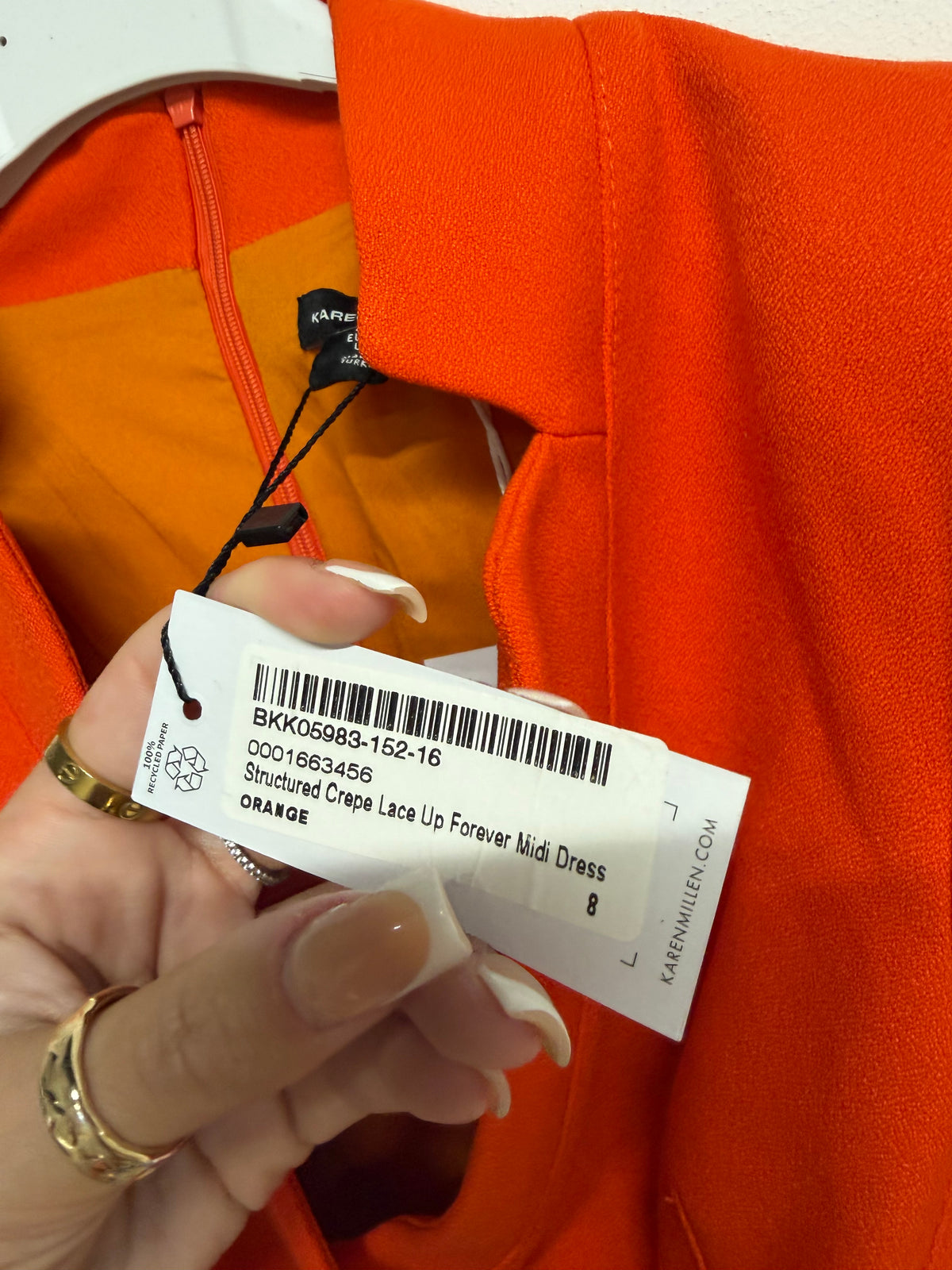 Preloved Karen Millen Dress BNWT Size 8 Orange