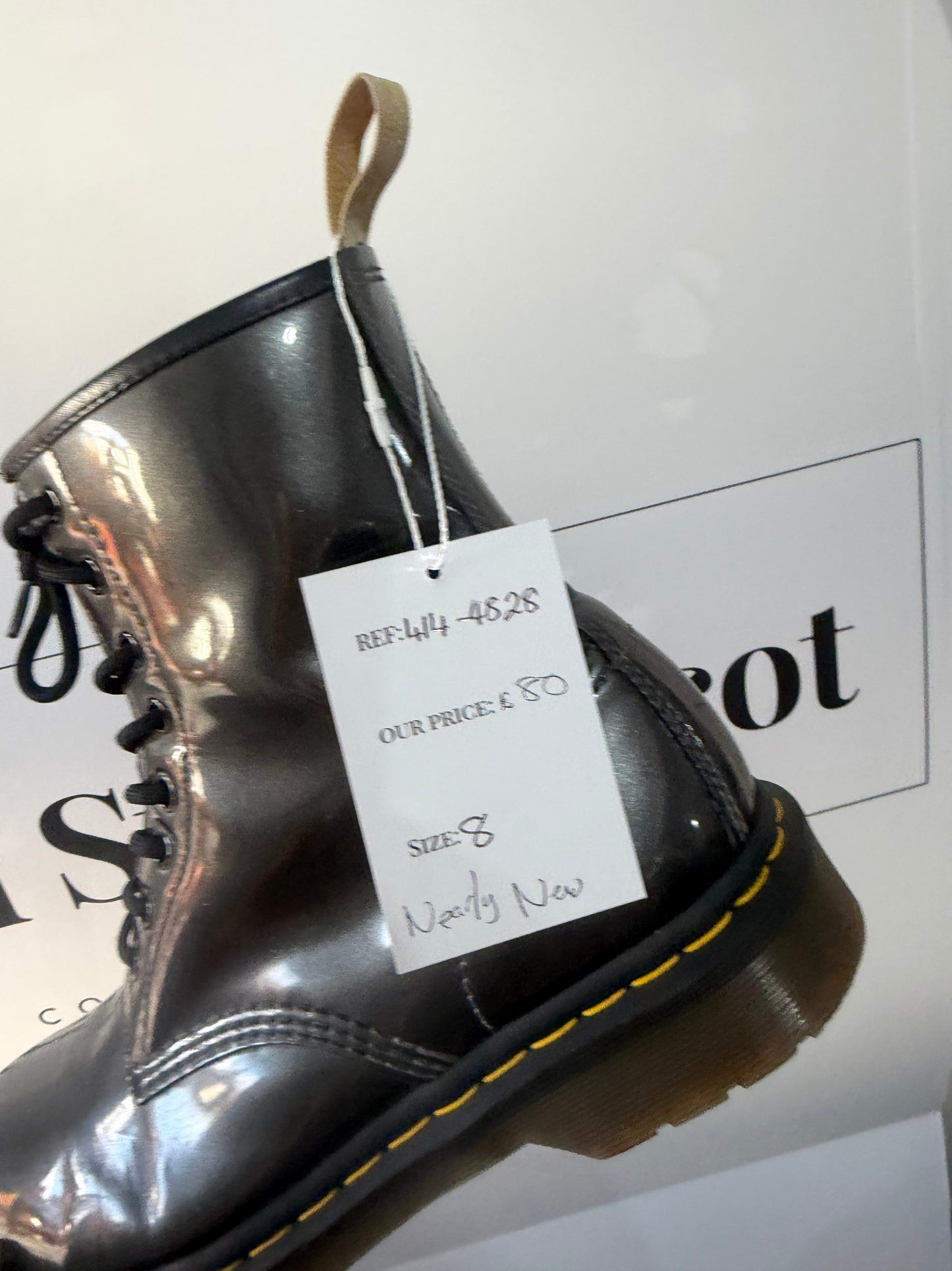 Vegan Chrome Doc Martens, Size 8