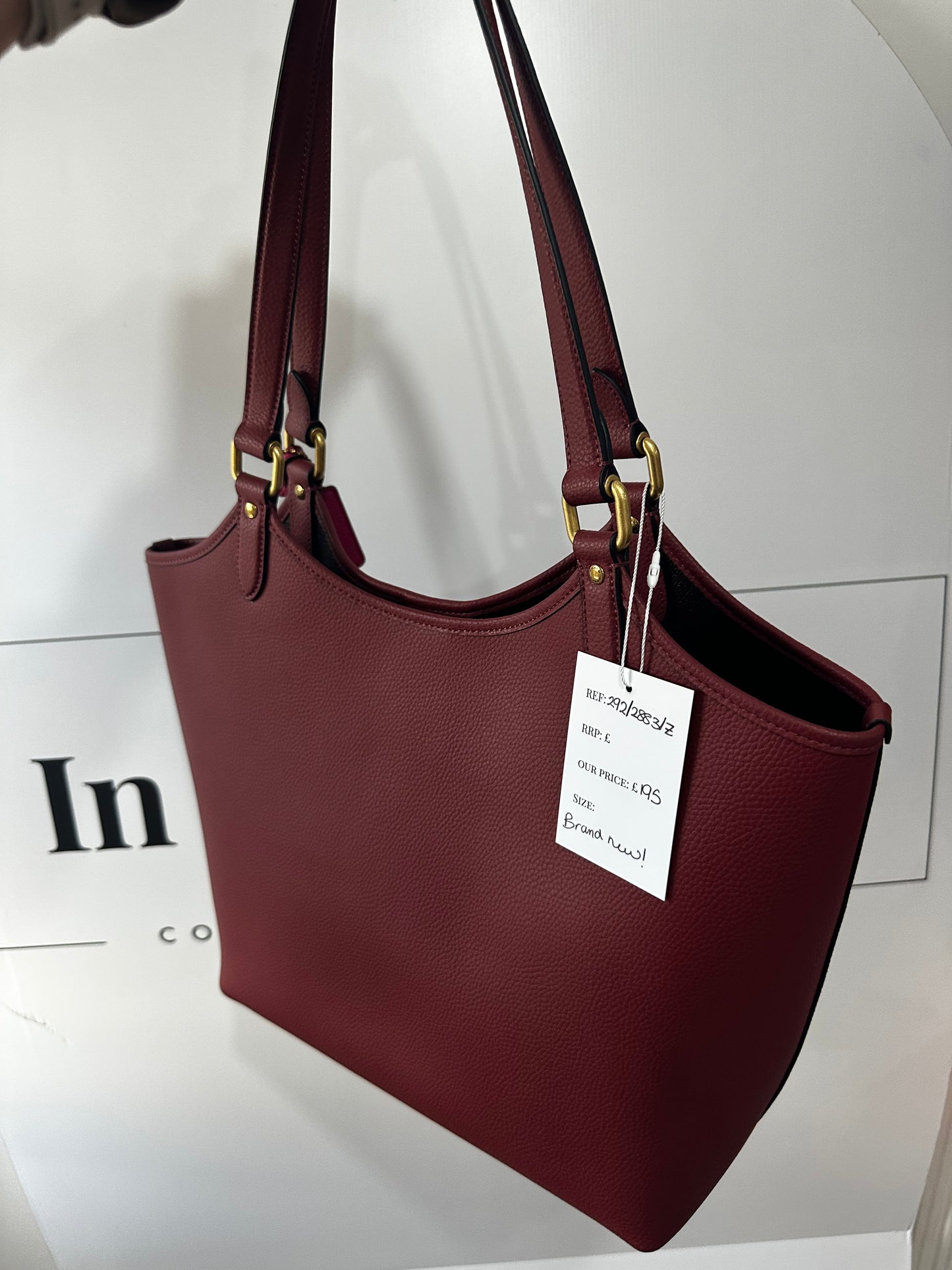 Light Burgundy Coach Handbag, Brand New Tote