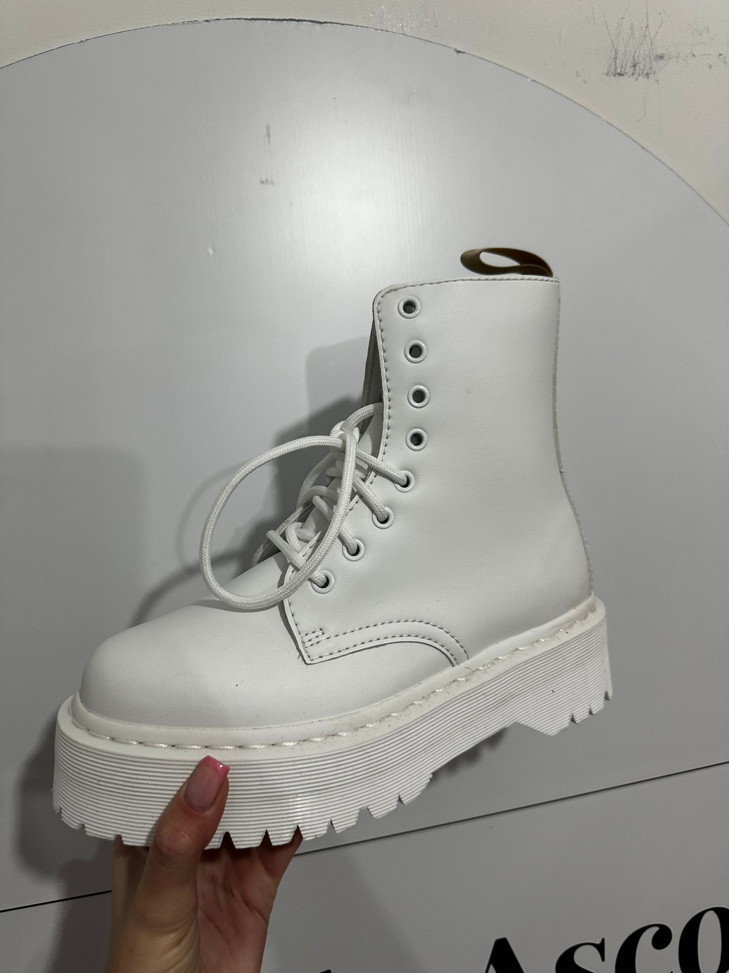 White Dr. Martens Boots, 5