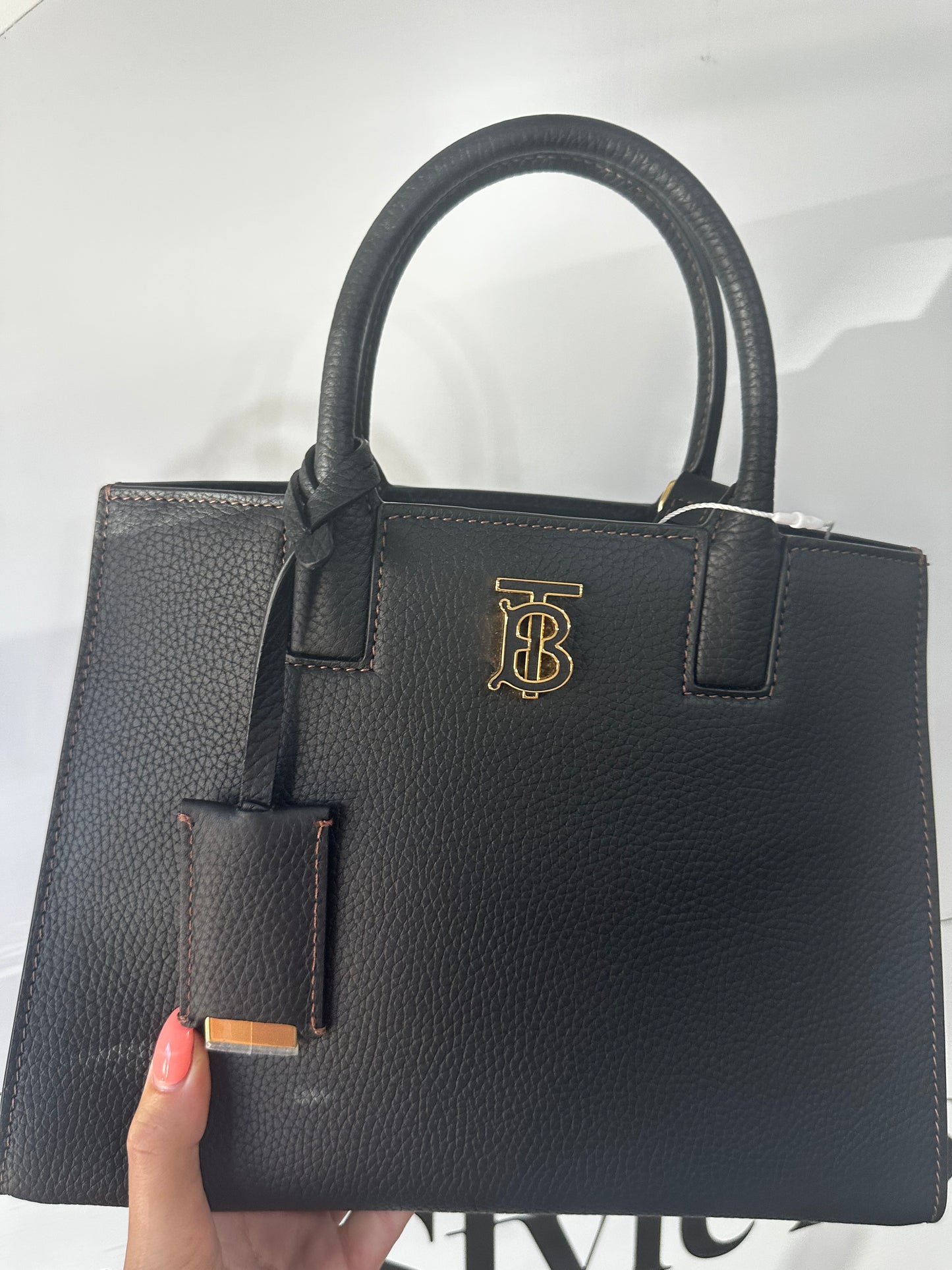 Black Burberry Frances Mini Leather Top Handle