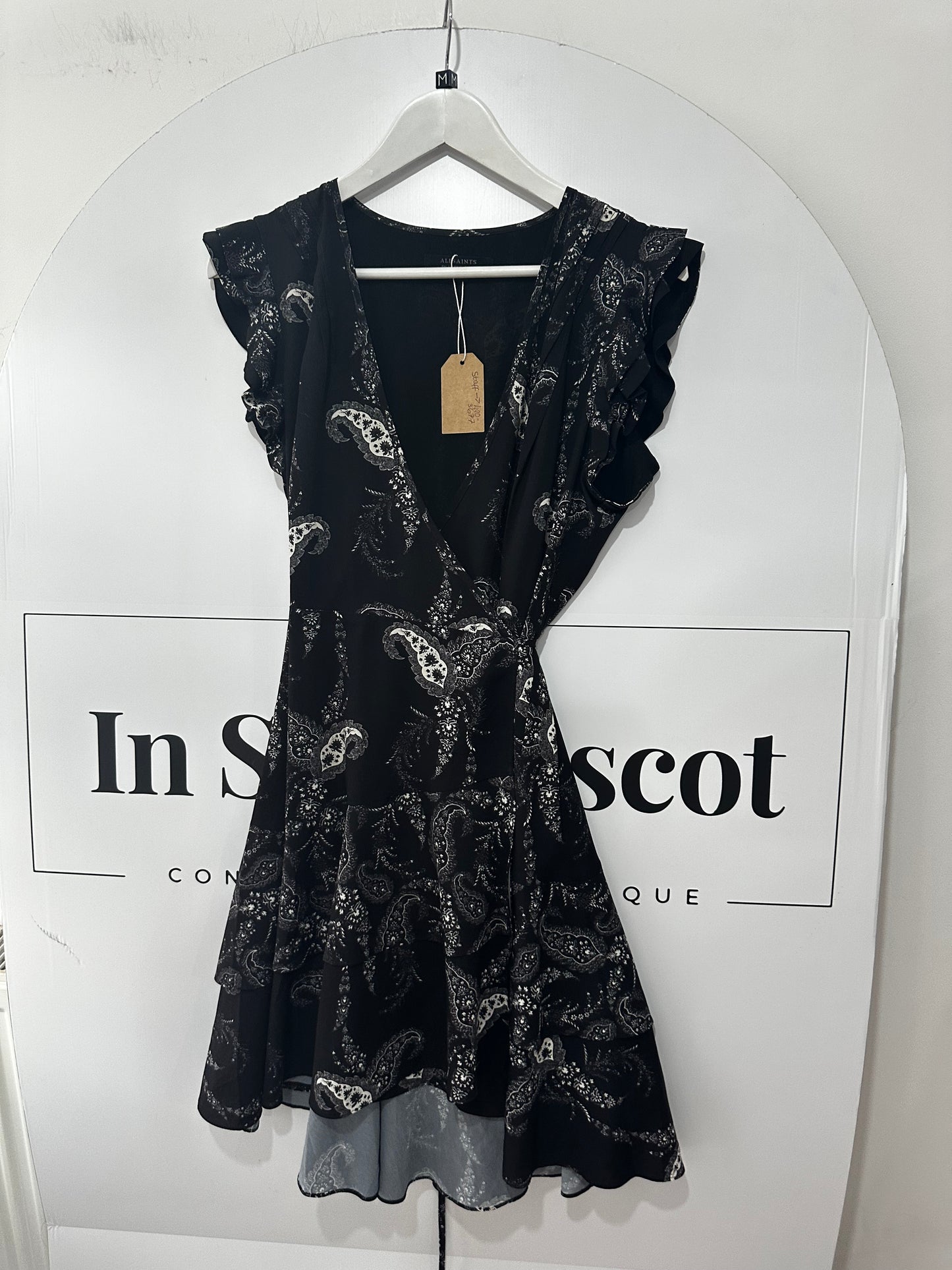 Black All Saints Wrap Dress, Size 12