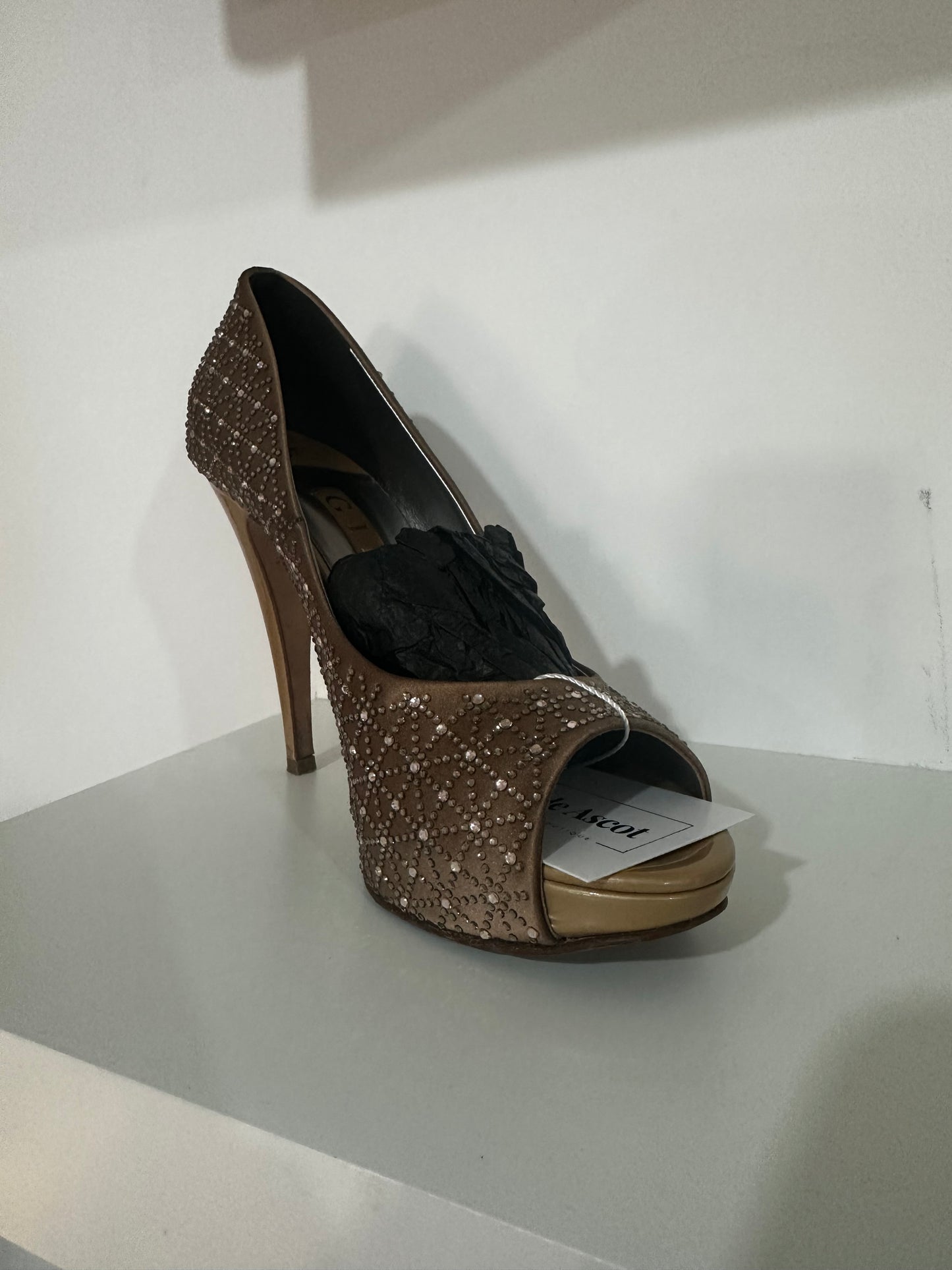 Brown & Sparkle Gina Heels, 39.5 - 6.5 UK