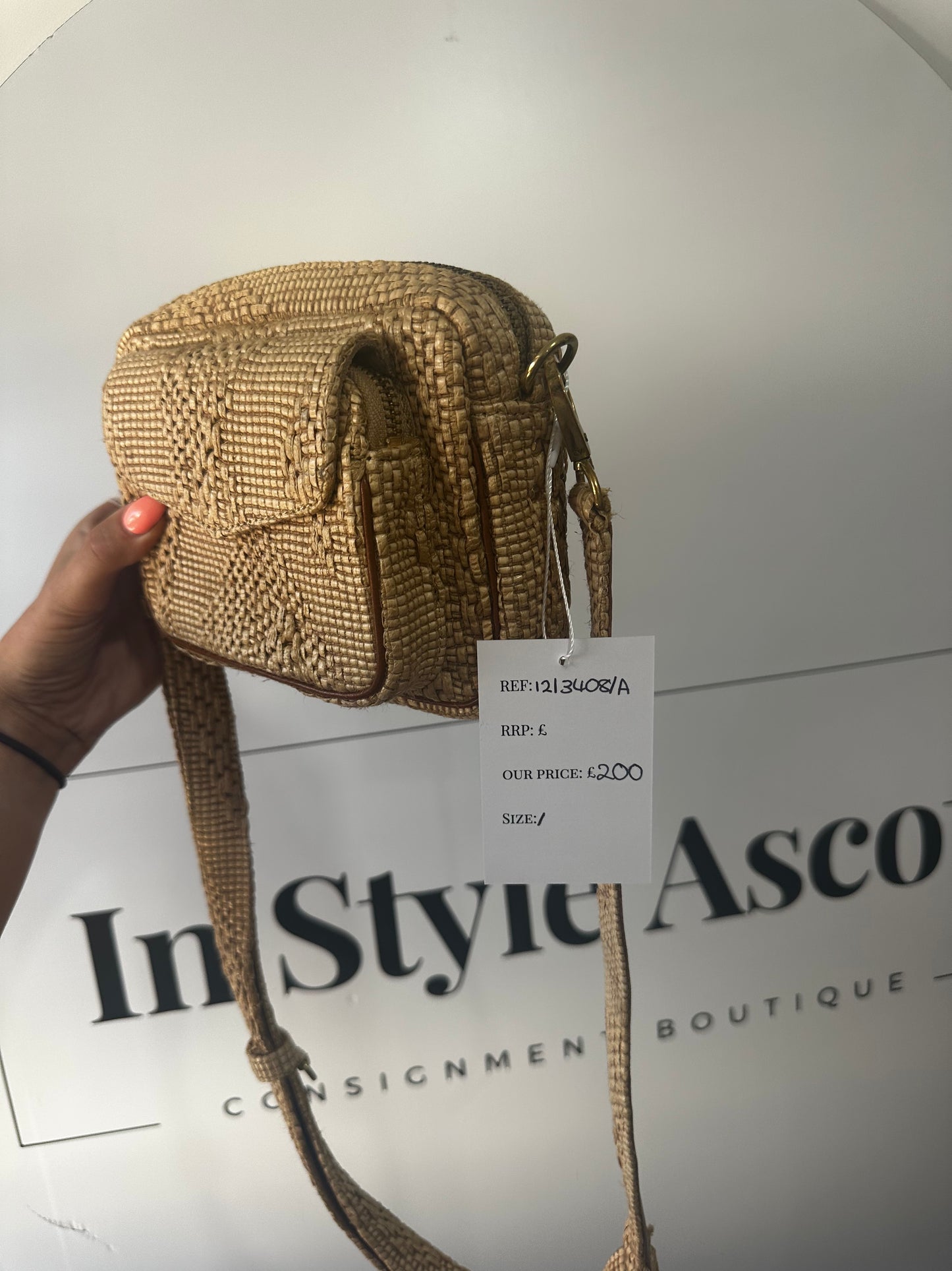 Beige Claris Virot Crossbody Raffia Bag