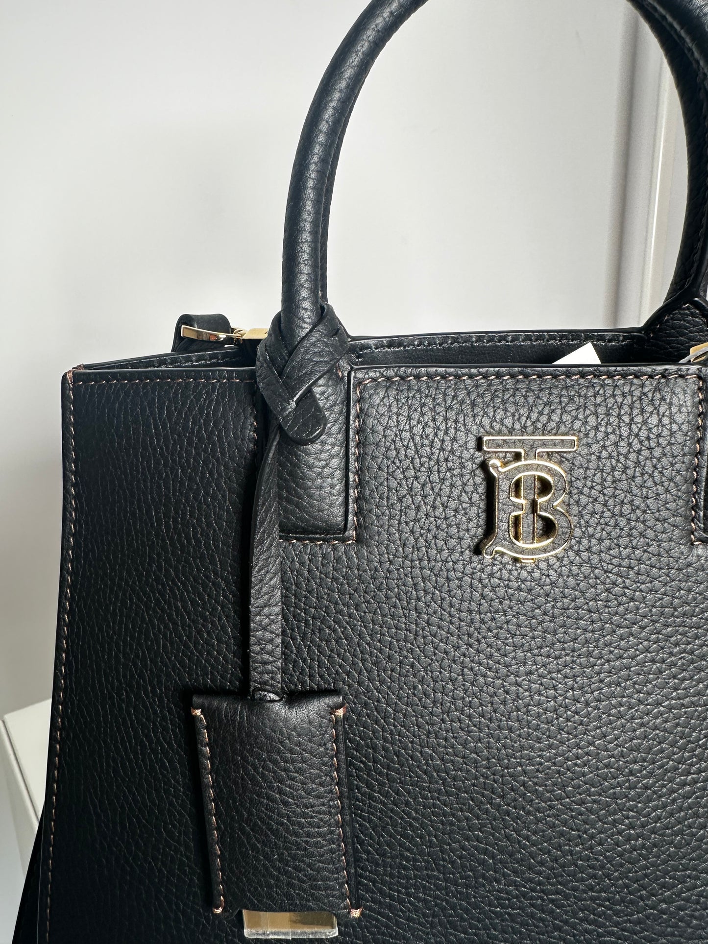 Black Burberry Frances Mini Leather Top Handle