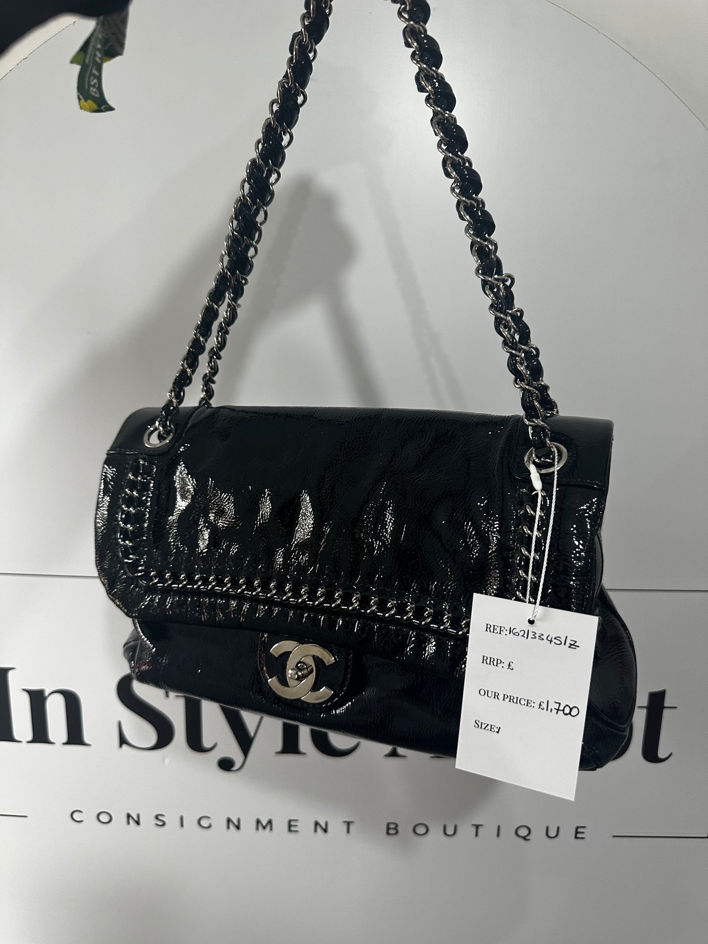 Patent Leather with Silver Hardware Chanel Handbag