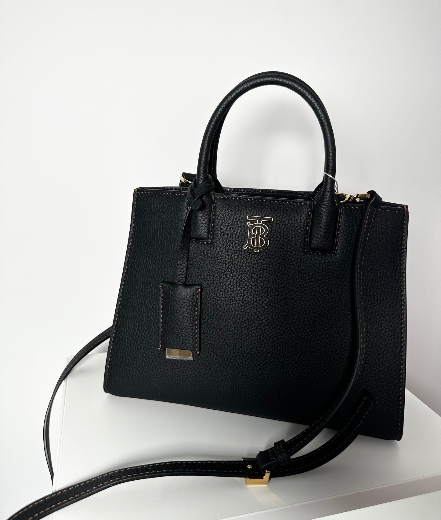 Black Burberry Frances Mini Leather Top Handle