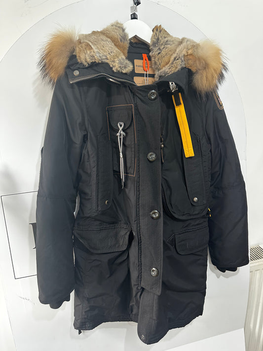 Black Parajumpers Parka Coat, Small/medium