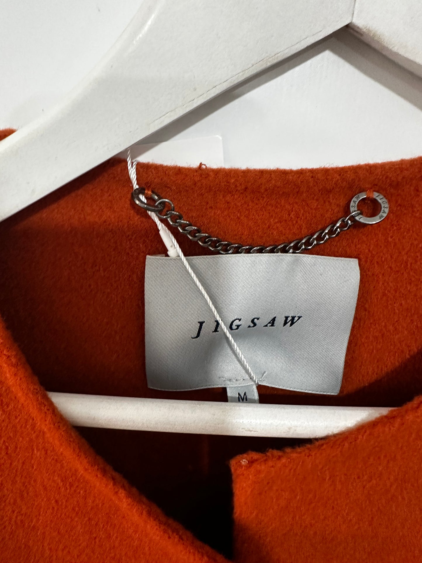 Burnt Orange Jigsaw Wool Coat, Size M