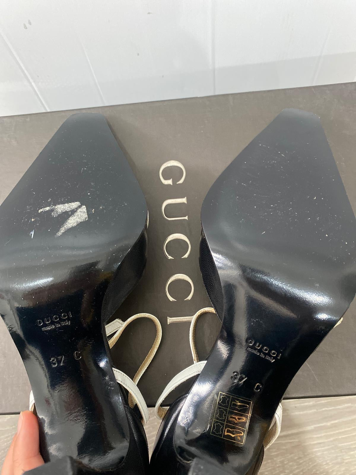 Black and White Vintage Gucci Heels, Size 37 - UK 4