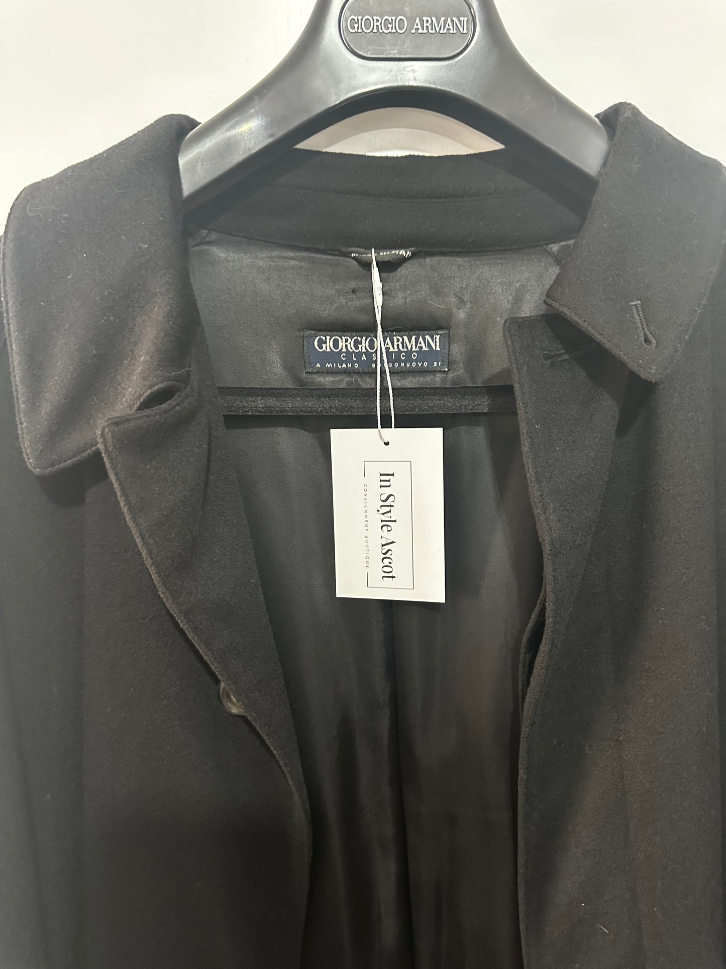 Black Giorgio Armarni Cashere Men's Coat, Size Large