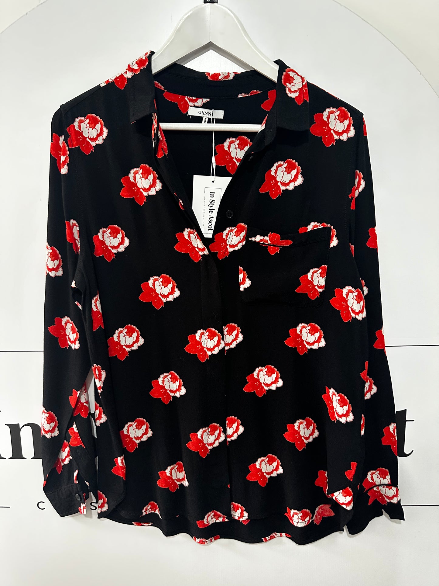 Floral Ganni Blouse, Size 10 (38)