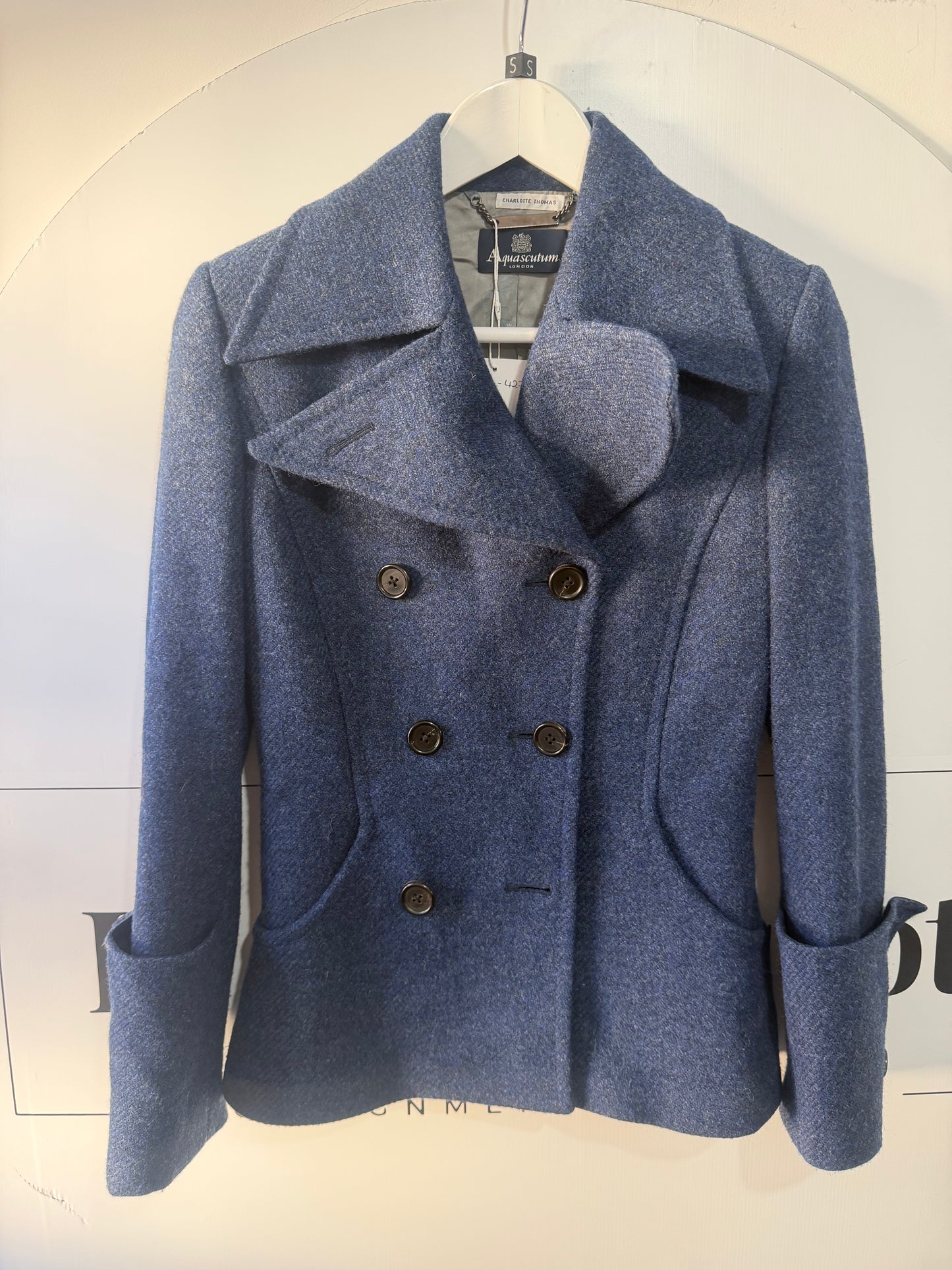 Blue Aquascutum Wool Peacoat, Size XS/S (6-8)