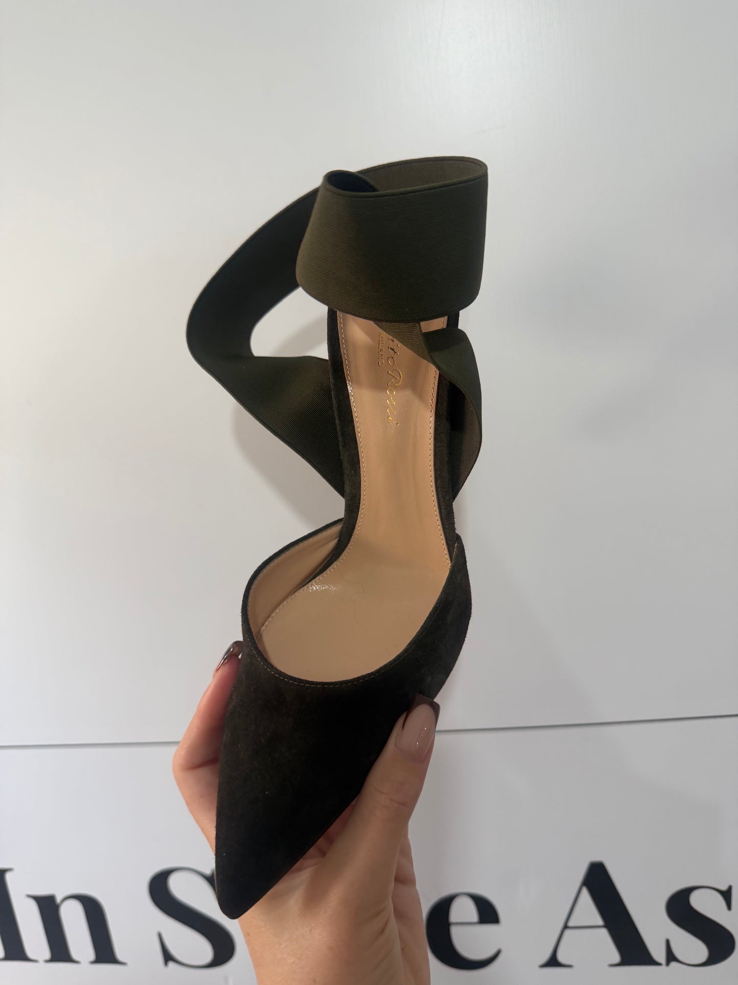 Green Suede Giannvito Rossi Heels Brand New, Size 38 - UK 5