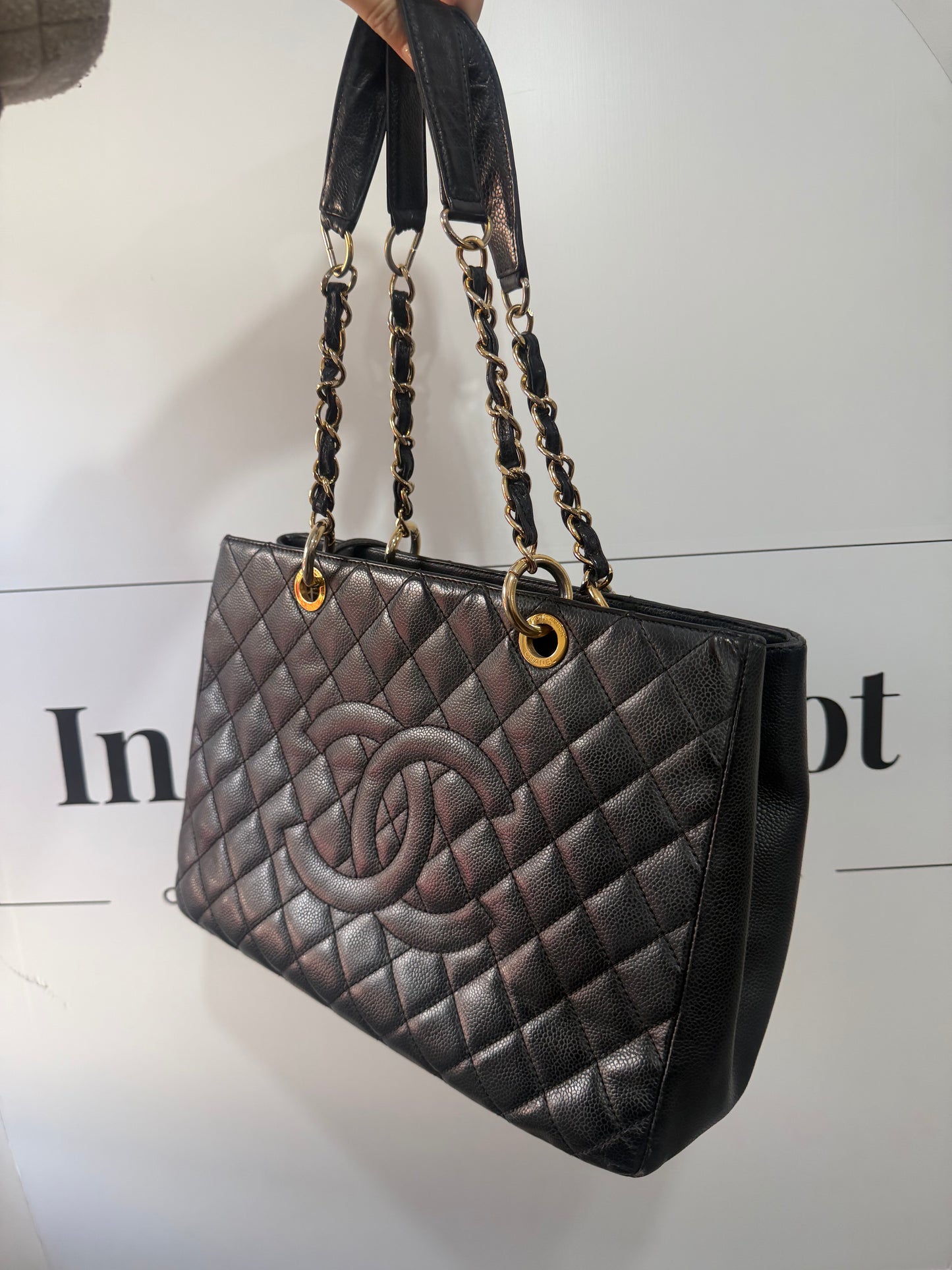 Black and Gold Hardware Chanel Shopper Tote