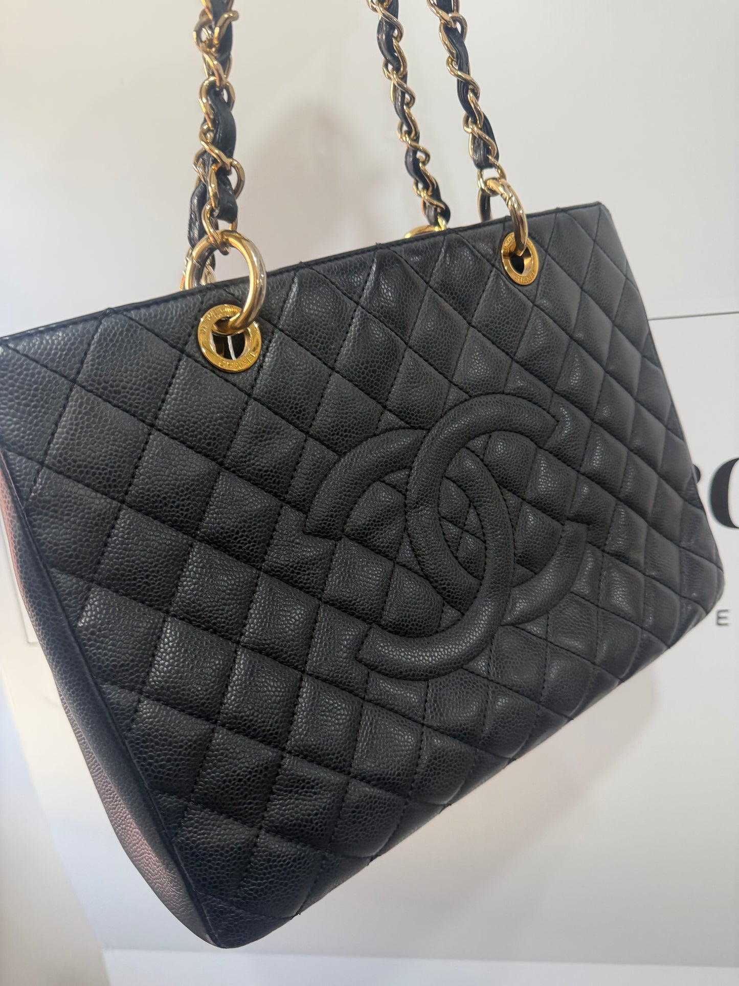Black and Gold Hardware Chanel Shopper Tote