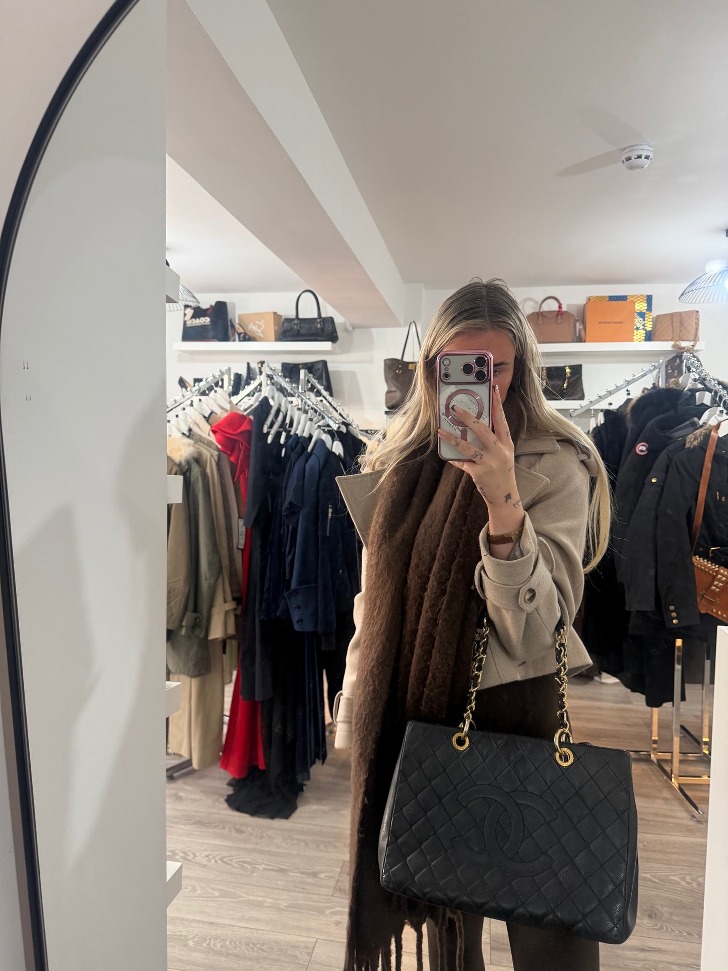 Black and Gold Hardware Chanel Shopper Tote