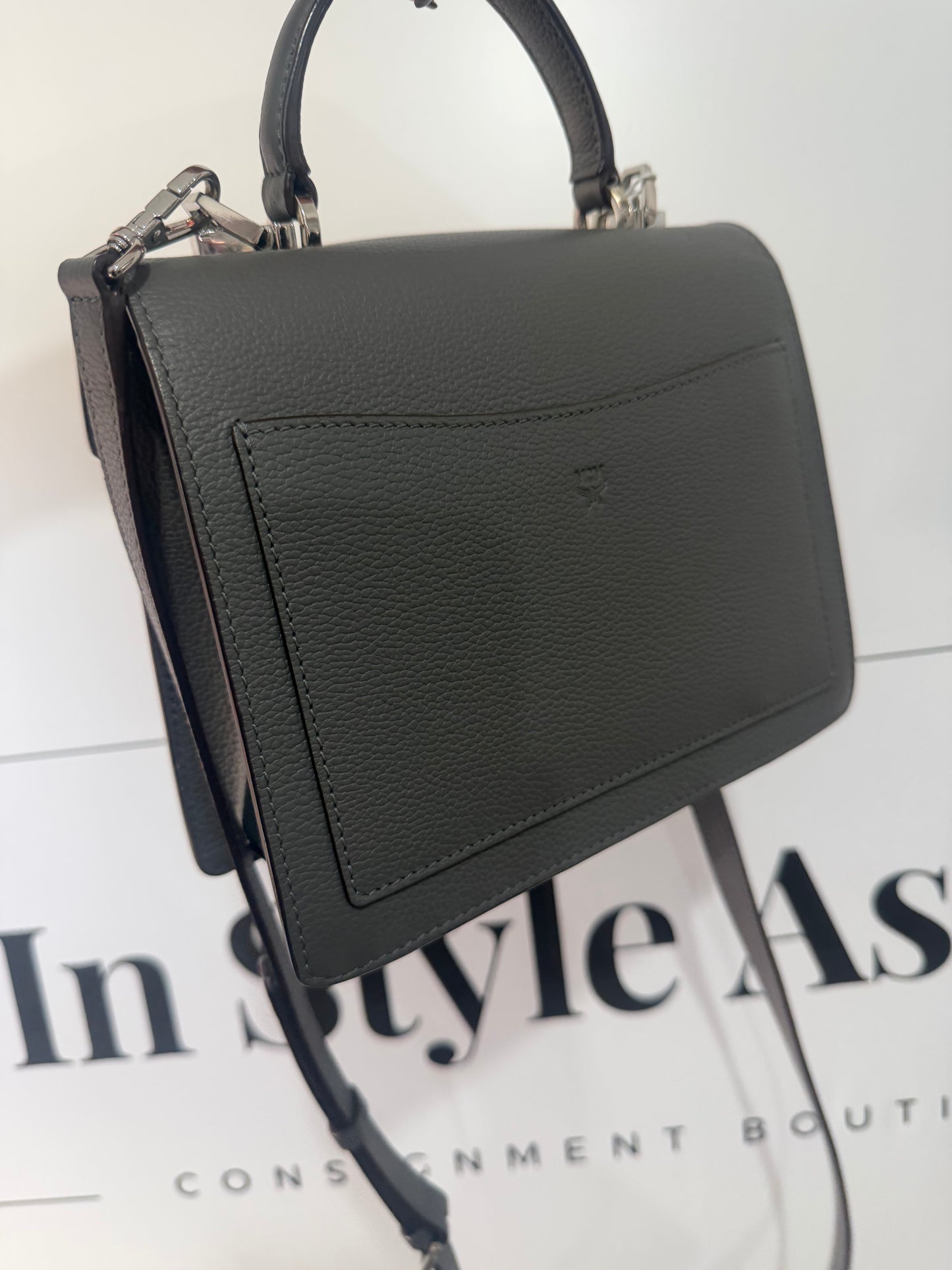 Grey MCM Handbag with Crossbody Strap, Excellent Condition