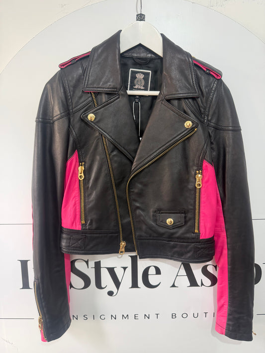 Black & Pink Juicy Couture Leather Jacket, XS