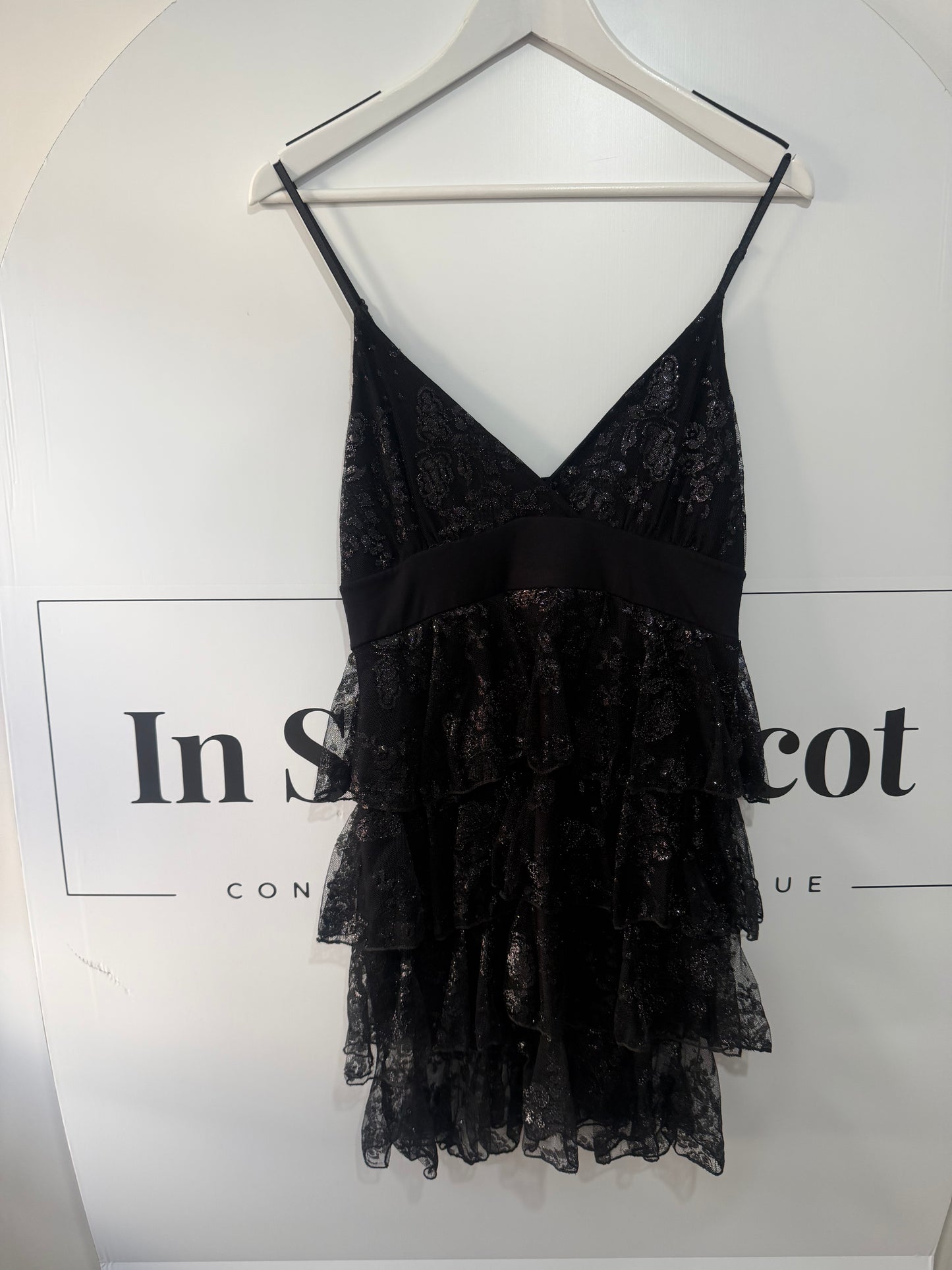 Black Ruffle John Zack Dress, Size XS/S