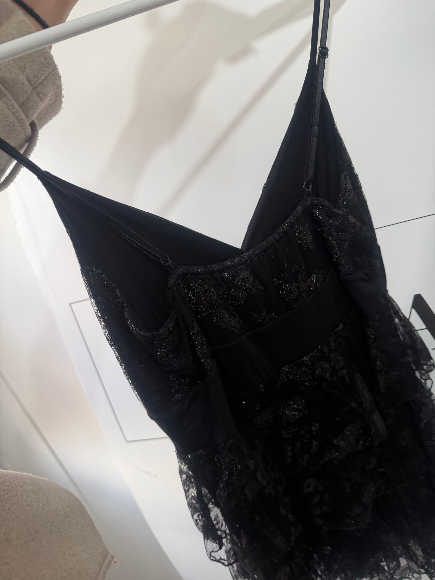 Black Ruffle John Zack Dress, Size XS/S