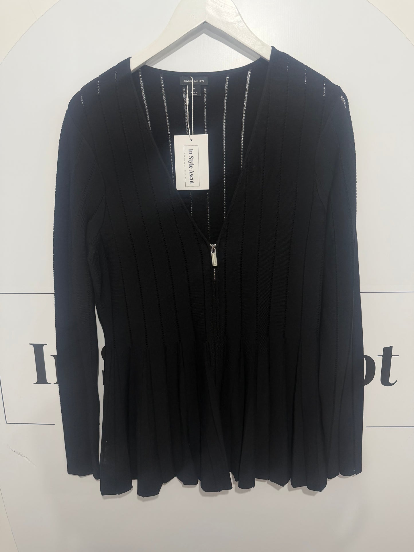 Black Karen Millen Jumper Top Peplum, Size M