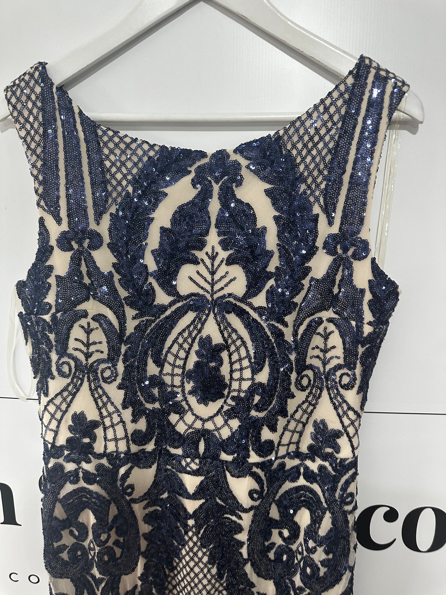 Blue and Nude Goddiva Dress, Size 12