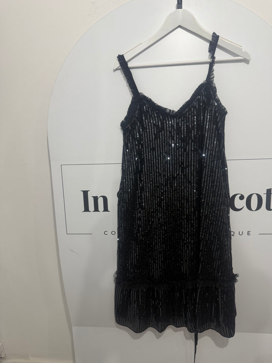Black Sequin Needle & Thread Dress, XS