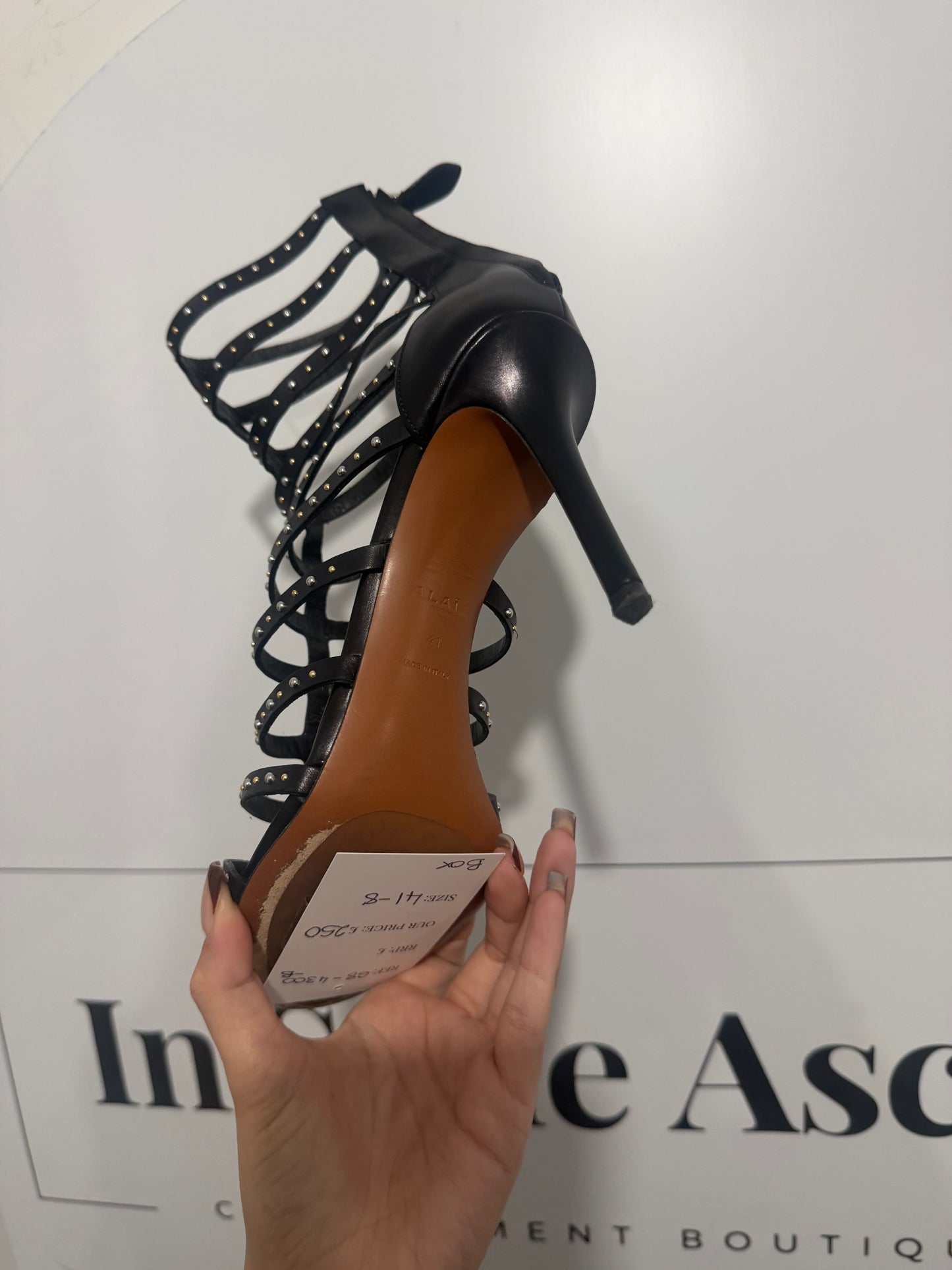 Black Studded Alaia Heels, Size 41 - UK 8