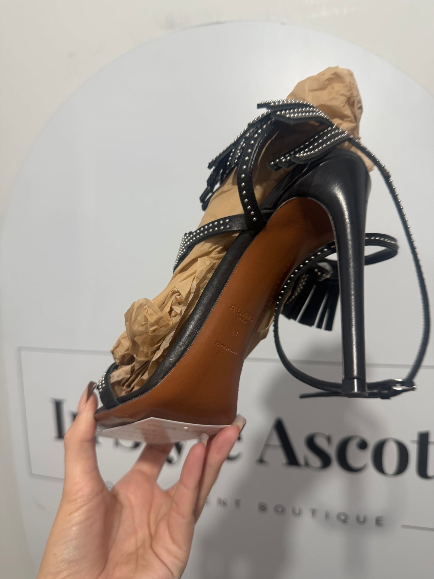 Black and Silver Alaia Heels, Size 41 - UK 8