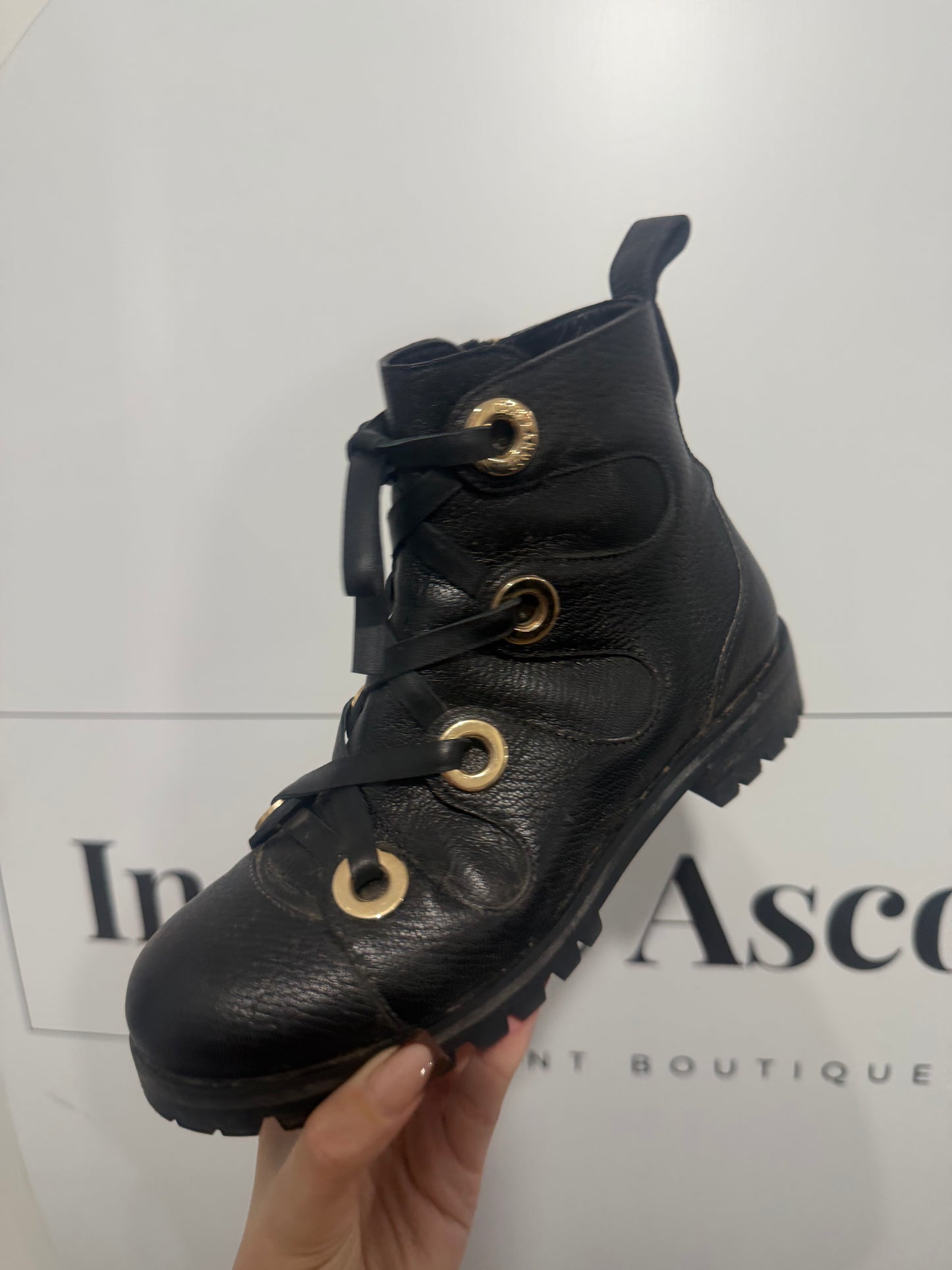 Black and Gold Jimmy Choo Boots, Size 37 - UK 4